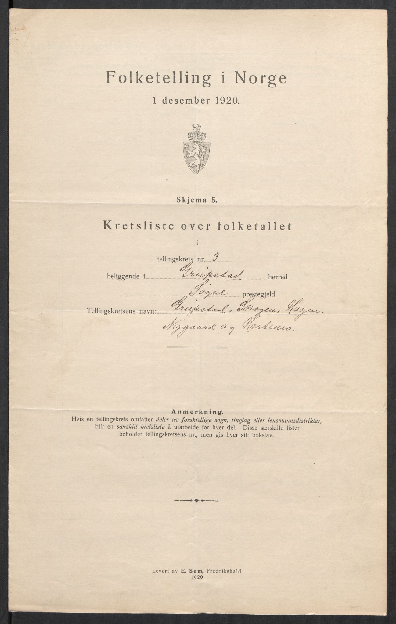 SAK, Folketelling 1920 for 1017 Greipstad herred, 1920, s. 16