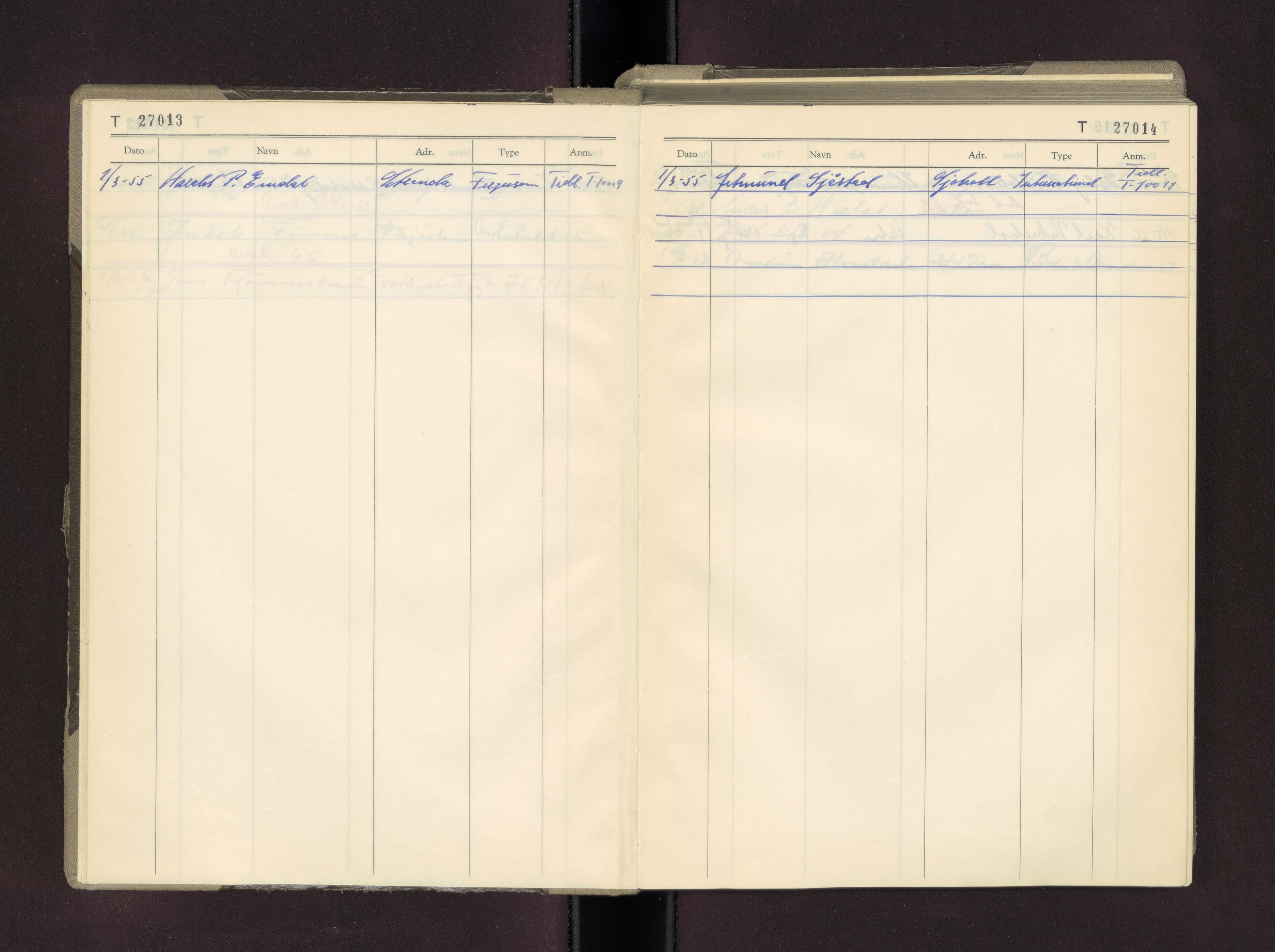 Møre og Romsdal vegkontor - Ålesund trafikkstasjon, AV/SAT-A-4099/F/Fc/L0027: Bilregister; T 27000 - T 27499, 1950-1970