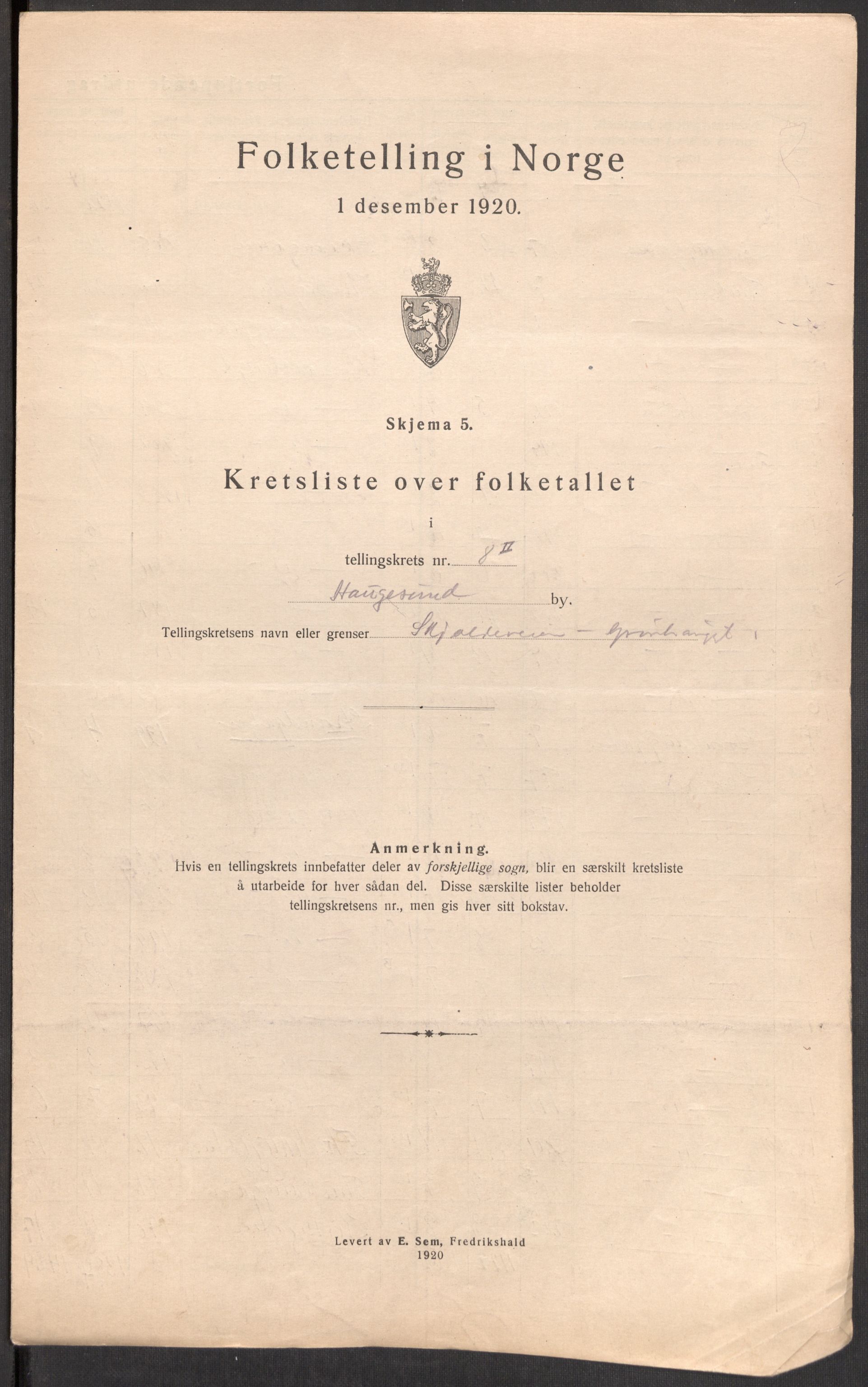 SAST, Folketelling 1920 for 1106 Haugesund kjøpstad, 1920, s. 39