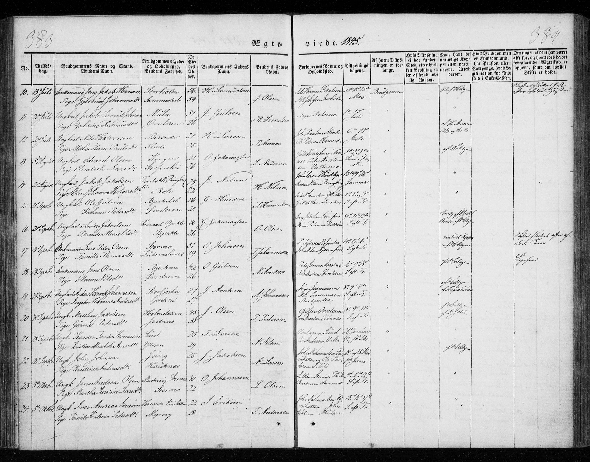 Ministerialprotokoller, klokkerbøker og fødselsregistre - Nordland, AV/SAT-A-1459/825/L0355: Ministerialbok nr. 825A09, 1842-1863, s. 383-384