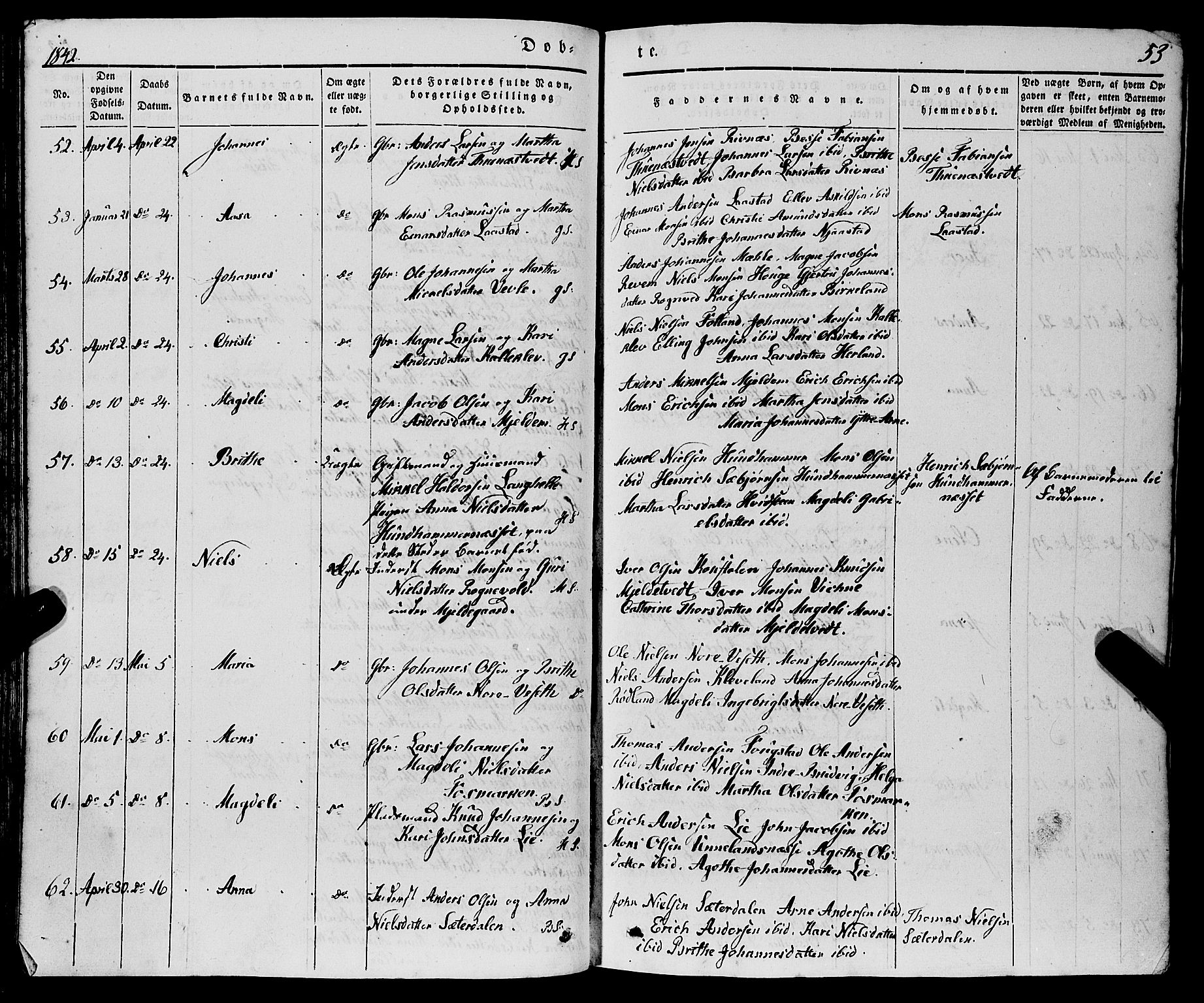 Haus sokneprestembete, AV/SAB-A-75601/H/Haa: Ministerialbok nr. A 15, 1838-1847, s. 53