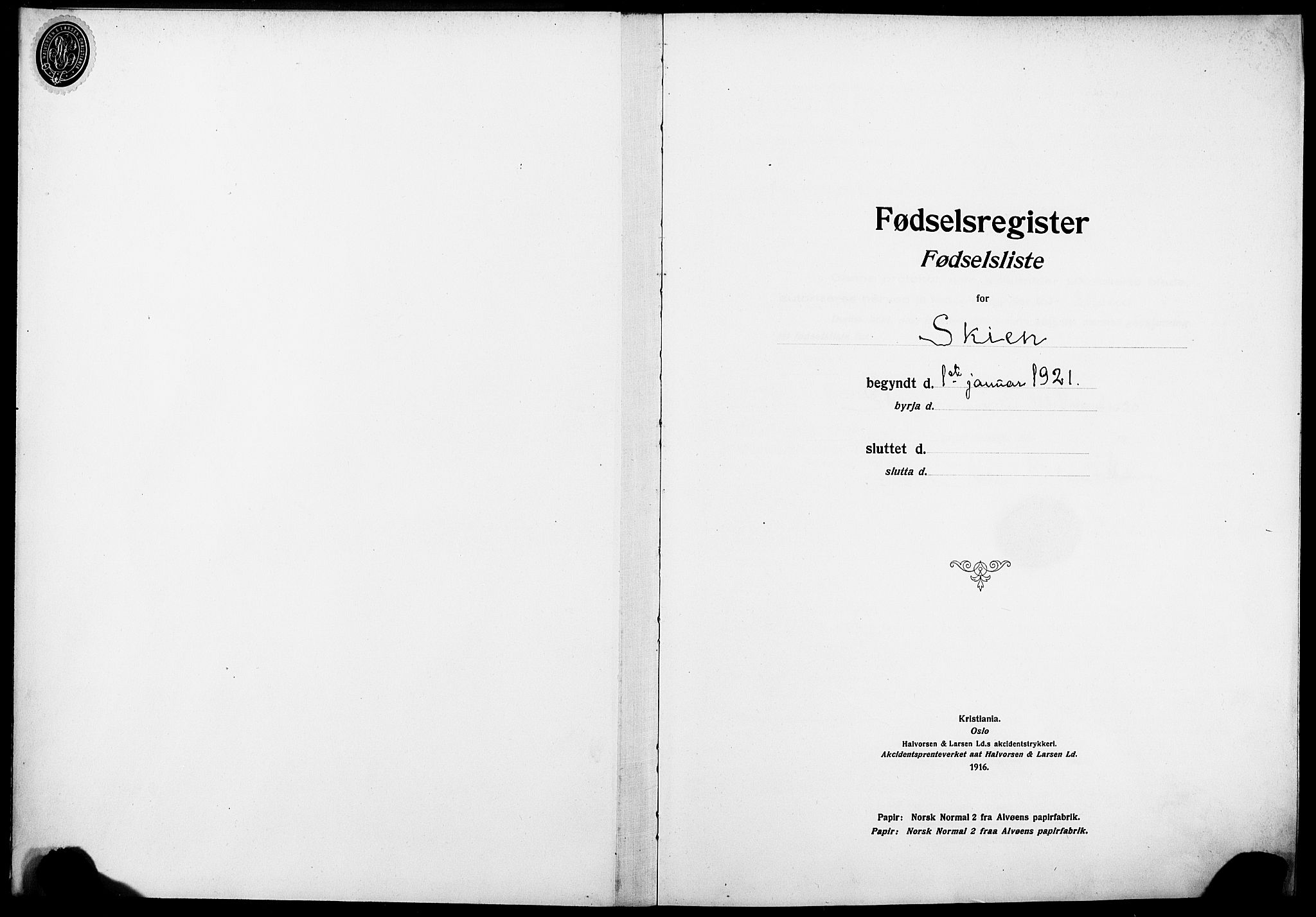 Skien kirkebøker, SAKO/A-302/J/Ja/L0002: Fødselsregister nr. 2, 1921-1927