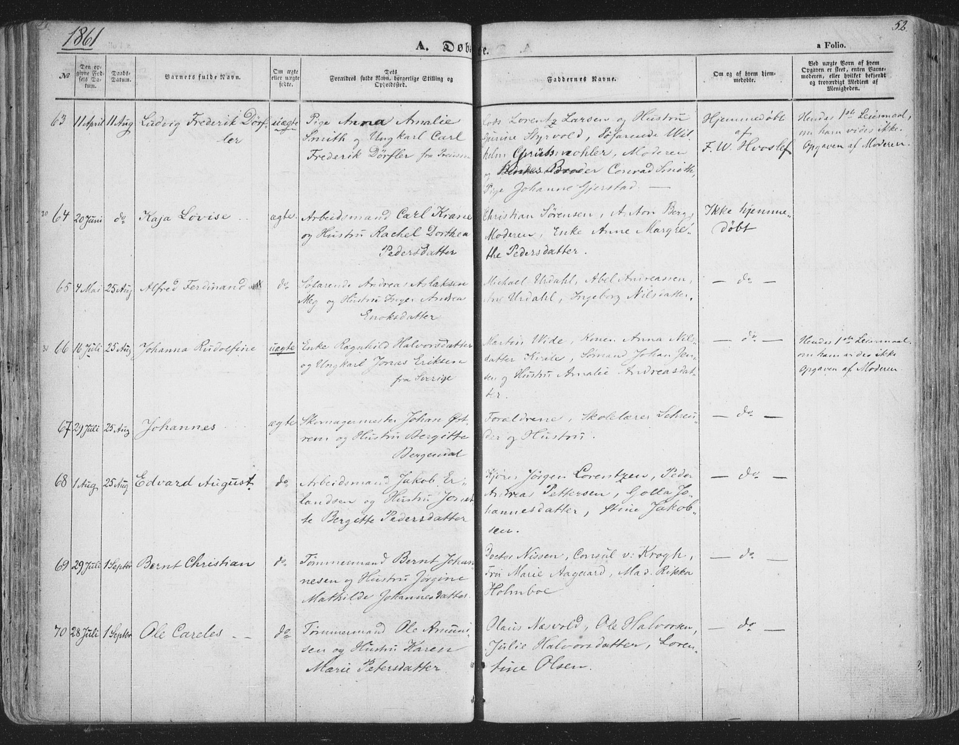 Tromsø sokneprestkontor/stiftsprosti/domprosti, AV/SATØ-S-1343/G/Ga/L0011kirke: Ministerialbok nr. 11, 1856-1865, s. 52