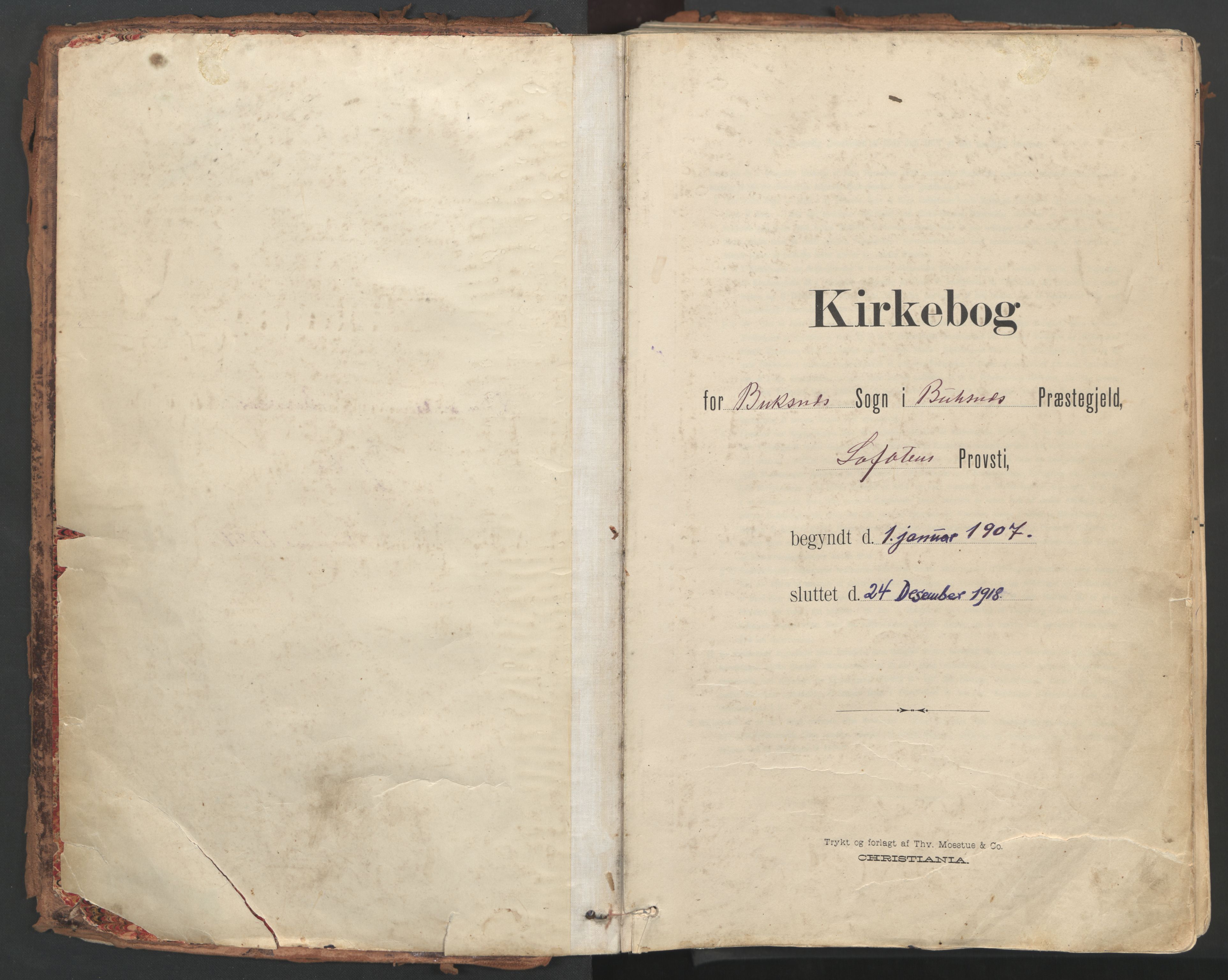Ministerialprotokoller, klokkerbøker og fødselsregistre - Nordland, SAT/A-1459/881/L1154: Ministerialbok nr. 881A07, 1907-1918, s. 1