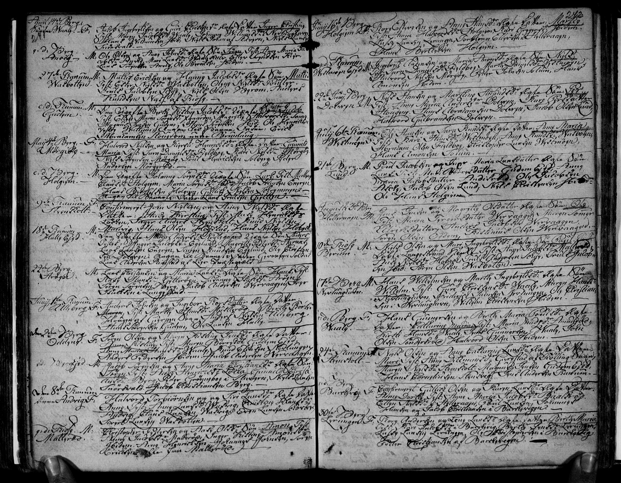 Brunlanes kirkebøker, SAKO/A-342/F/Fa/L0001: Ministerialbok nr. I 1, 1766-1801, s. 241-242