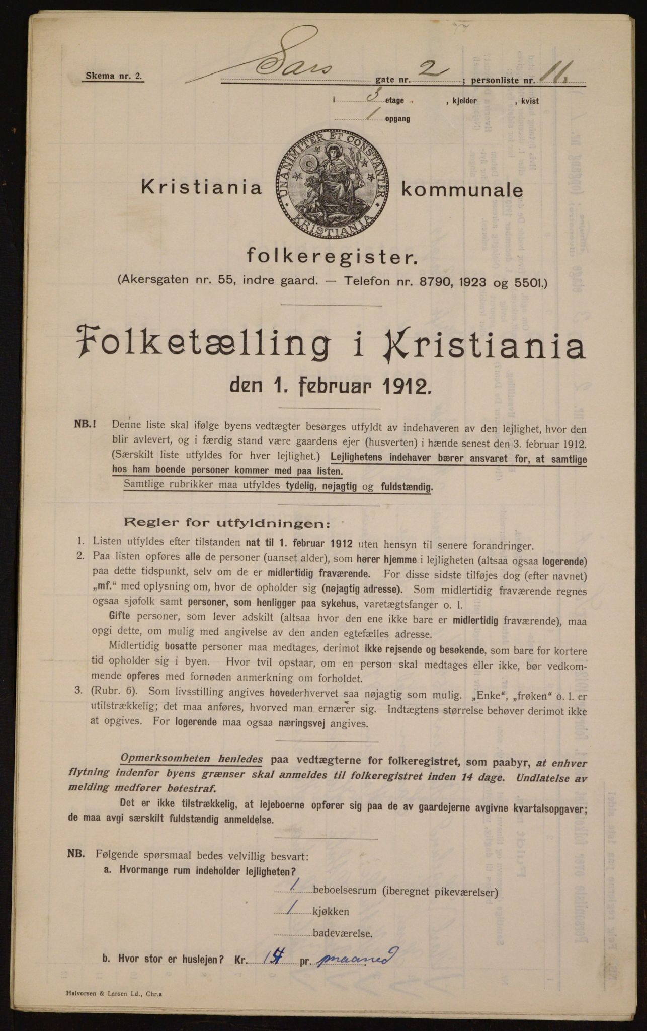 OBA, Kommunal folketelling 1.2.1912 for Kristiania, 1912, s. 89458