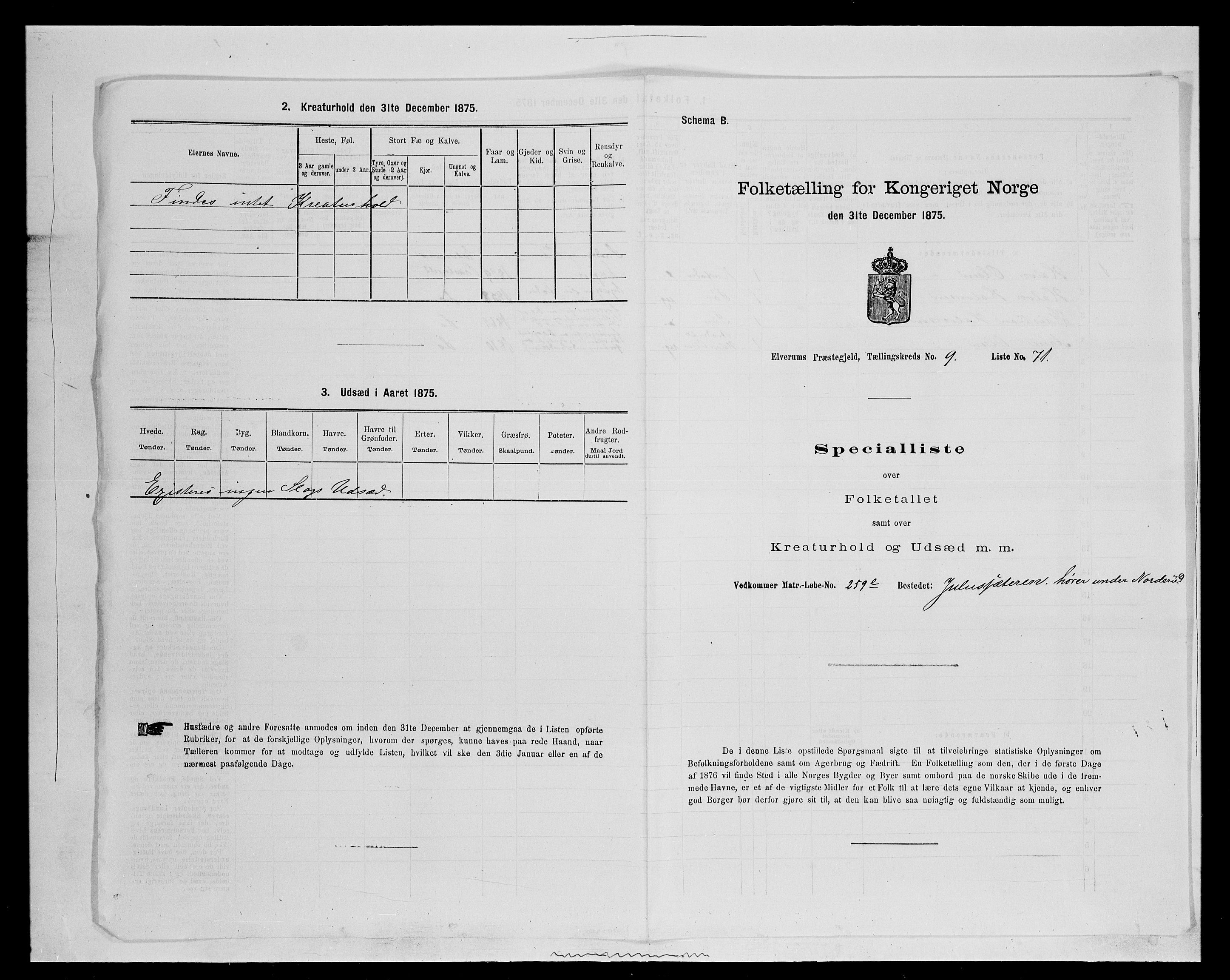 SAH, Folketelling 1875 for 0427P Elverum prestegjeld, 1875, s. 2039