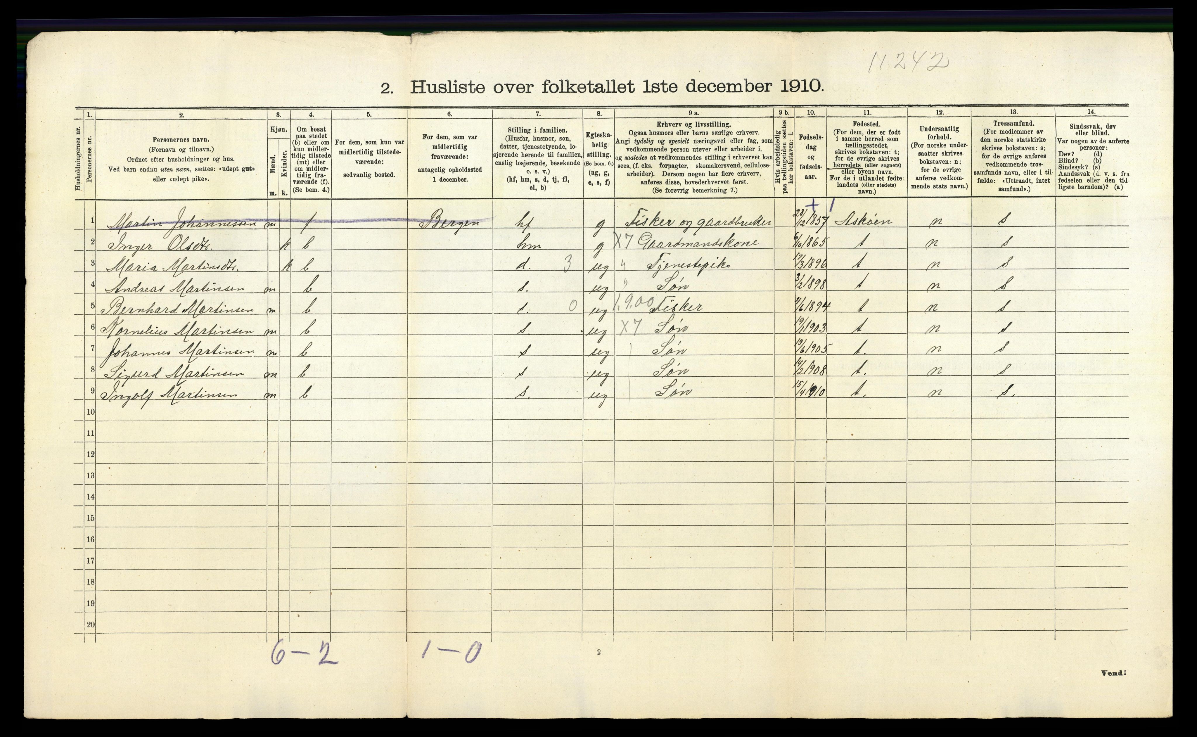 RA, Folketelling 1910 for 1259 Hjelme herred, 1910, s. 25