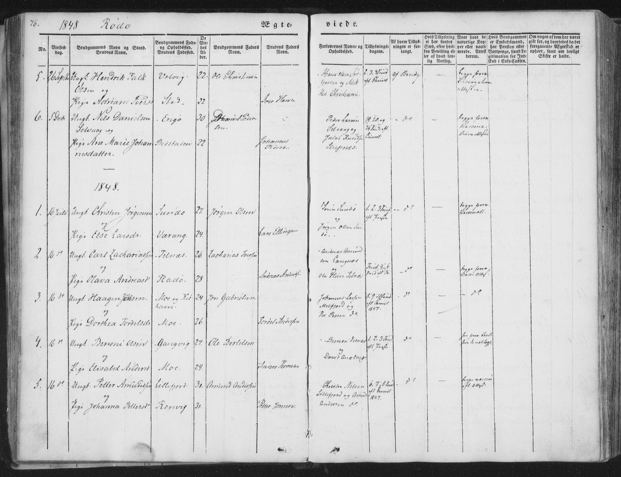 Ministerialprotokoller, klokkerbøker og fødselsregistre - Nordland, AV/SAT-A-1459/841/L0604: Ministerialbok nr. 841A09 /1, 1845-1862, s. 76