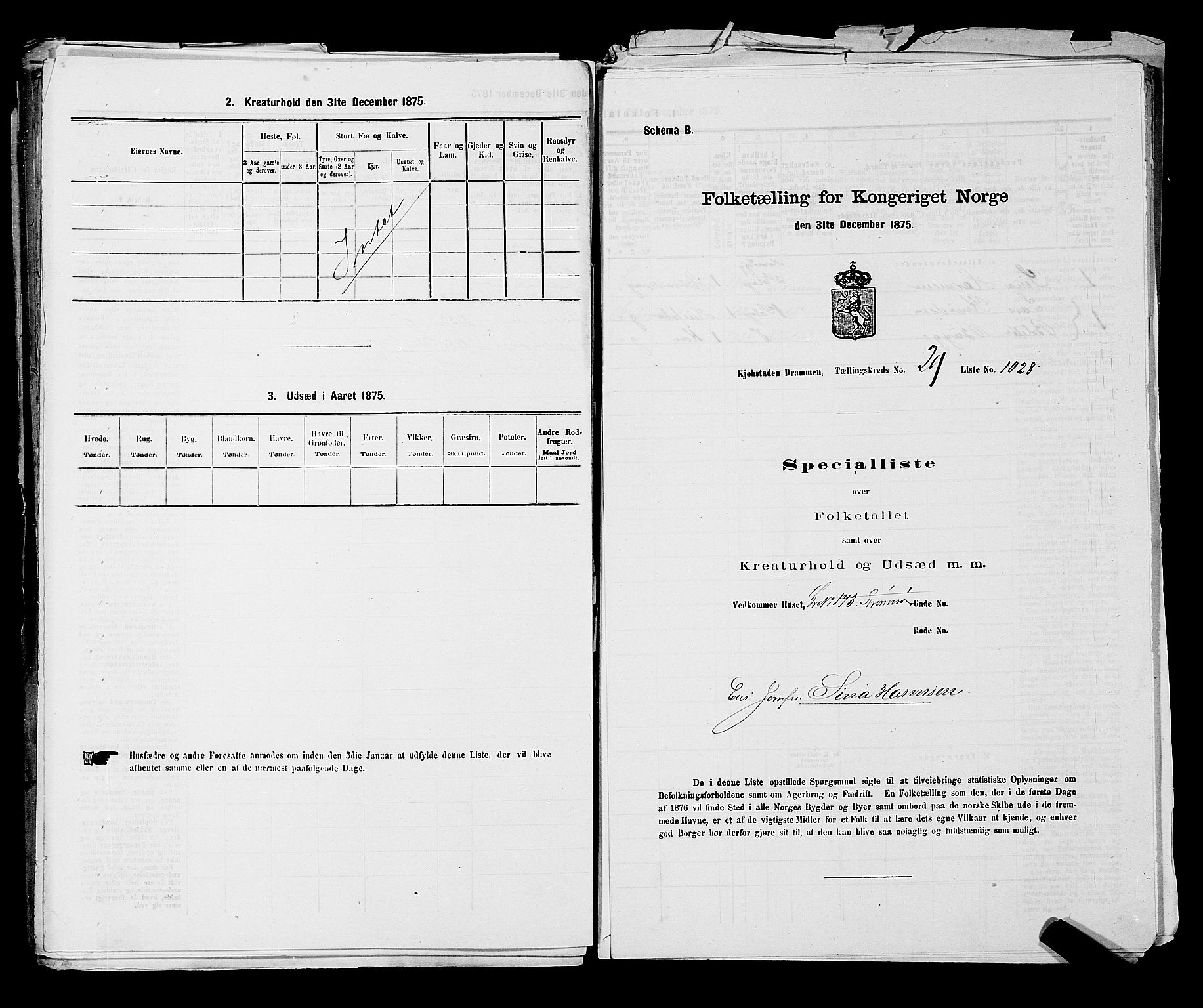 SAKO, Folketelling 1875 for 0602 Drammen kjøpstad, 1875, s. 2759