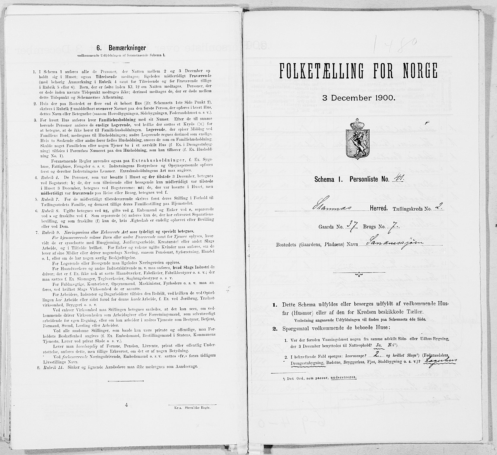 SAT, Folketelling 1900 for 1821 Stamnes herred, 1900, s. 294