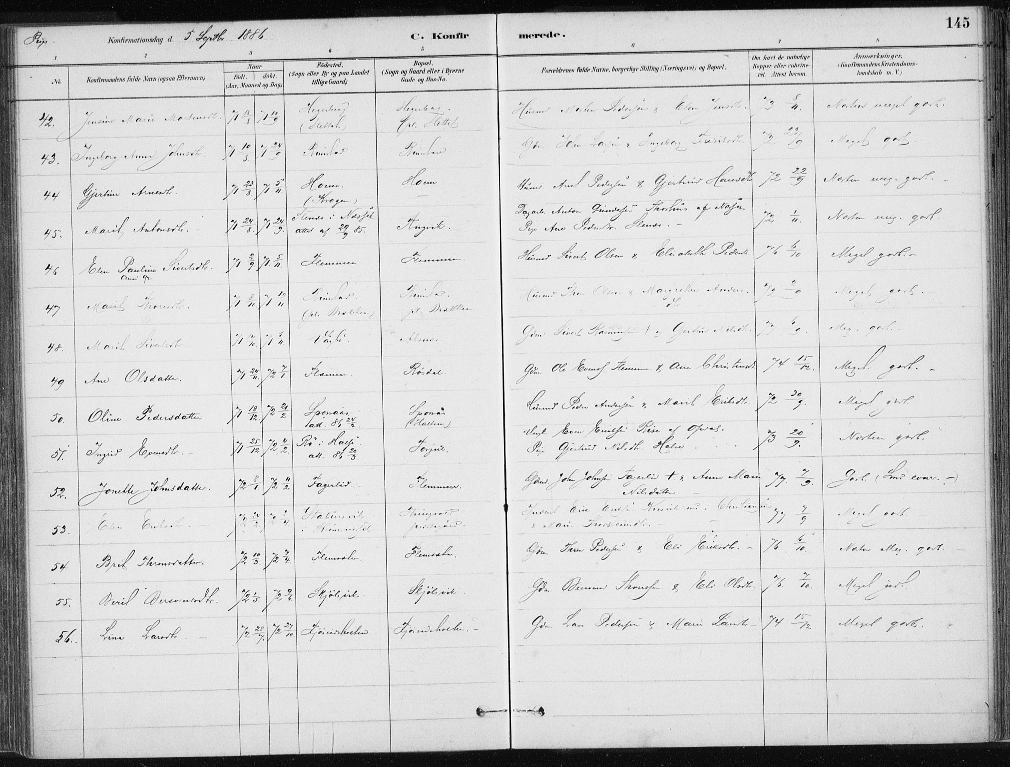 Ministerialprotokoller, klokkerbøker og fødselsregistre - Møre og Romsdal, AV/SAT-A-1454/586/L0987: Ministerialbok nr. 586A13, 1879-1892, s. 145