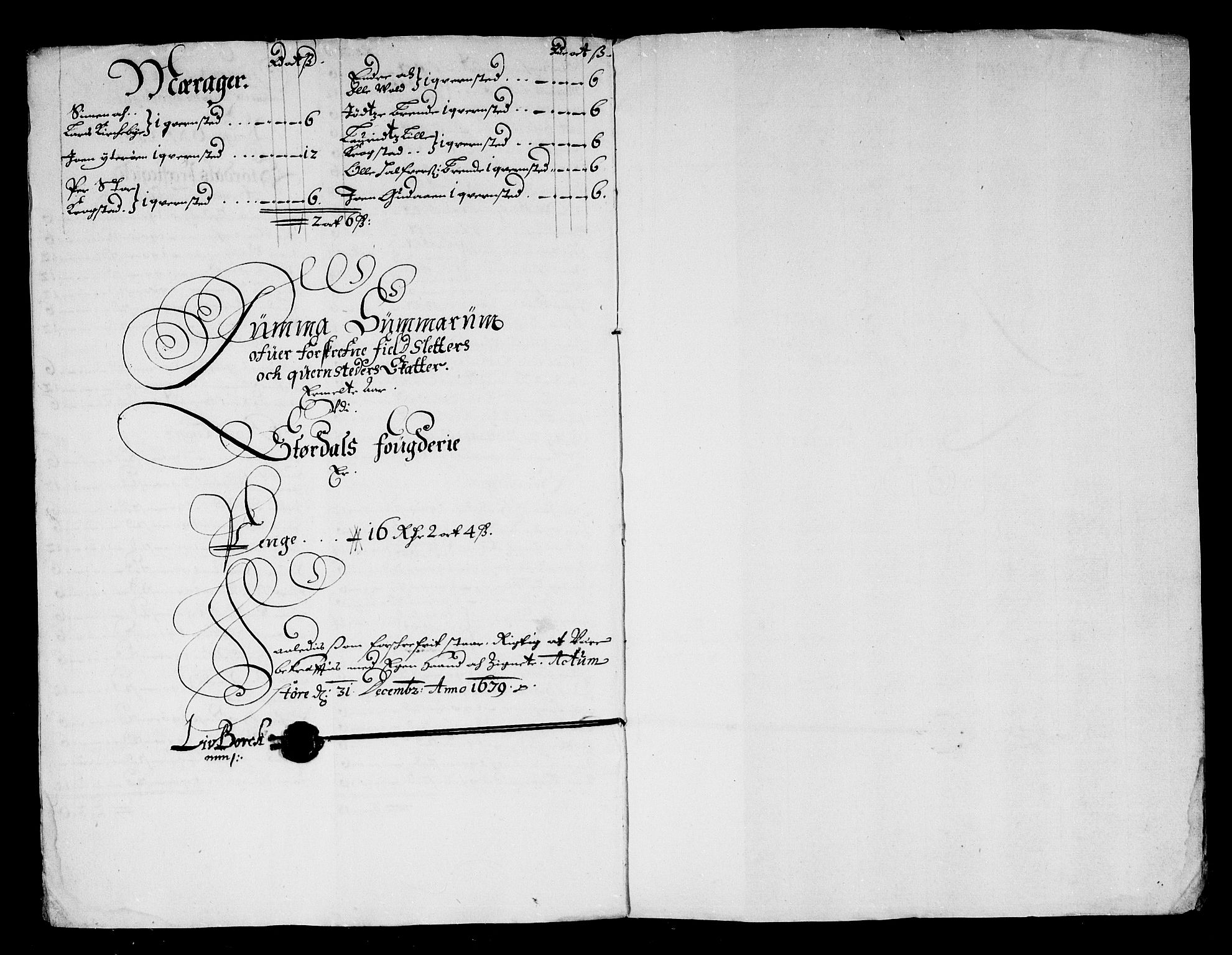 Rentekammeret inntil 1814, Reviderte regnskaper, Stiftamtstueregnskaper, Trondheim stiftamt og Nordland amt, RA/EA-6044/R/Re/L0054: Trondheim stiftamt og Nordland amt, 1679