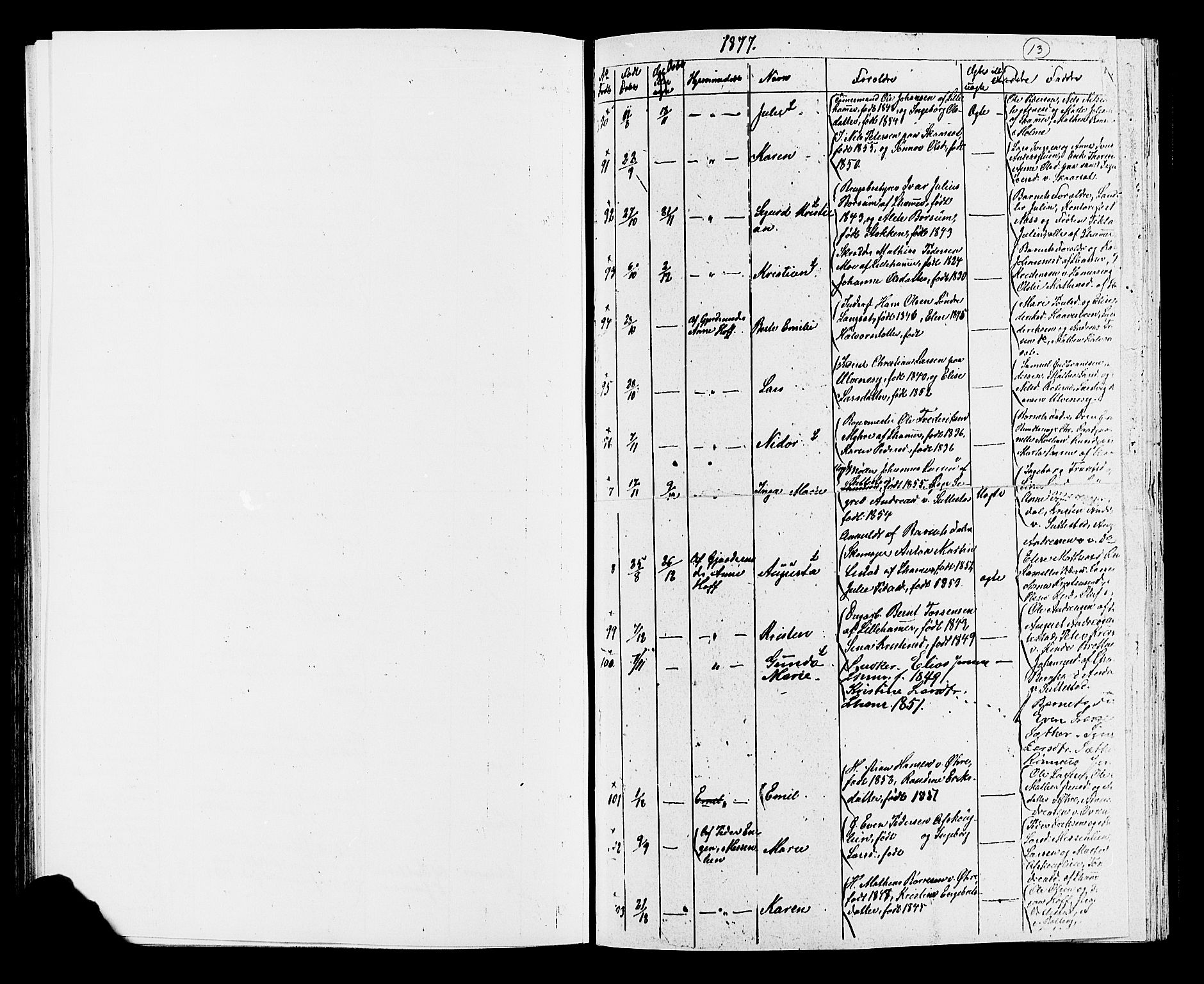Fåberg prestekontor, AV/SAH-PREST-086/H/Ha/Hab/L0007: Klokkerbok nr. 7, 1856-1891, s. 13
