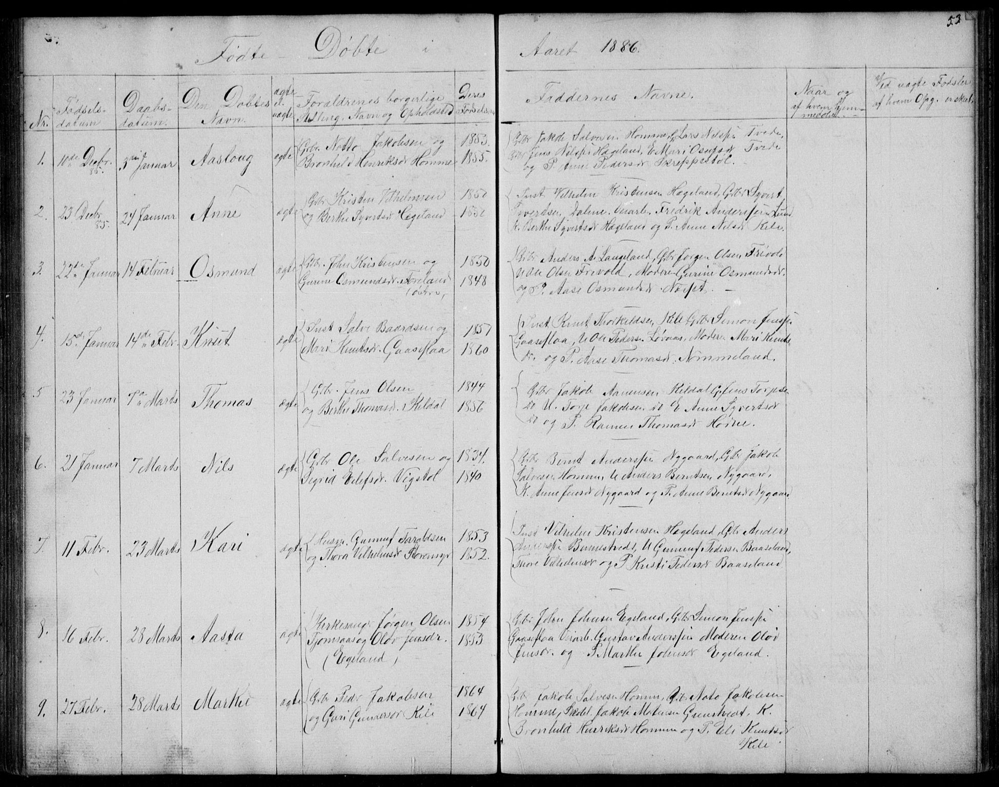 Vennesla sokneprestkontor, AV/SAK-1111-0045/Fb/Fba/L0002: Klokkerbok nr. B 2, 1859-1889, s. 53