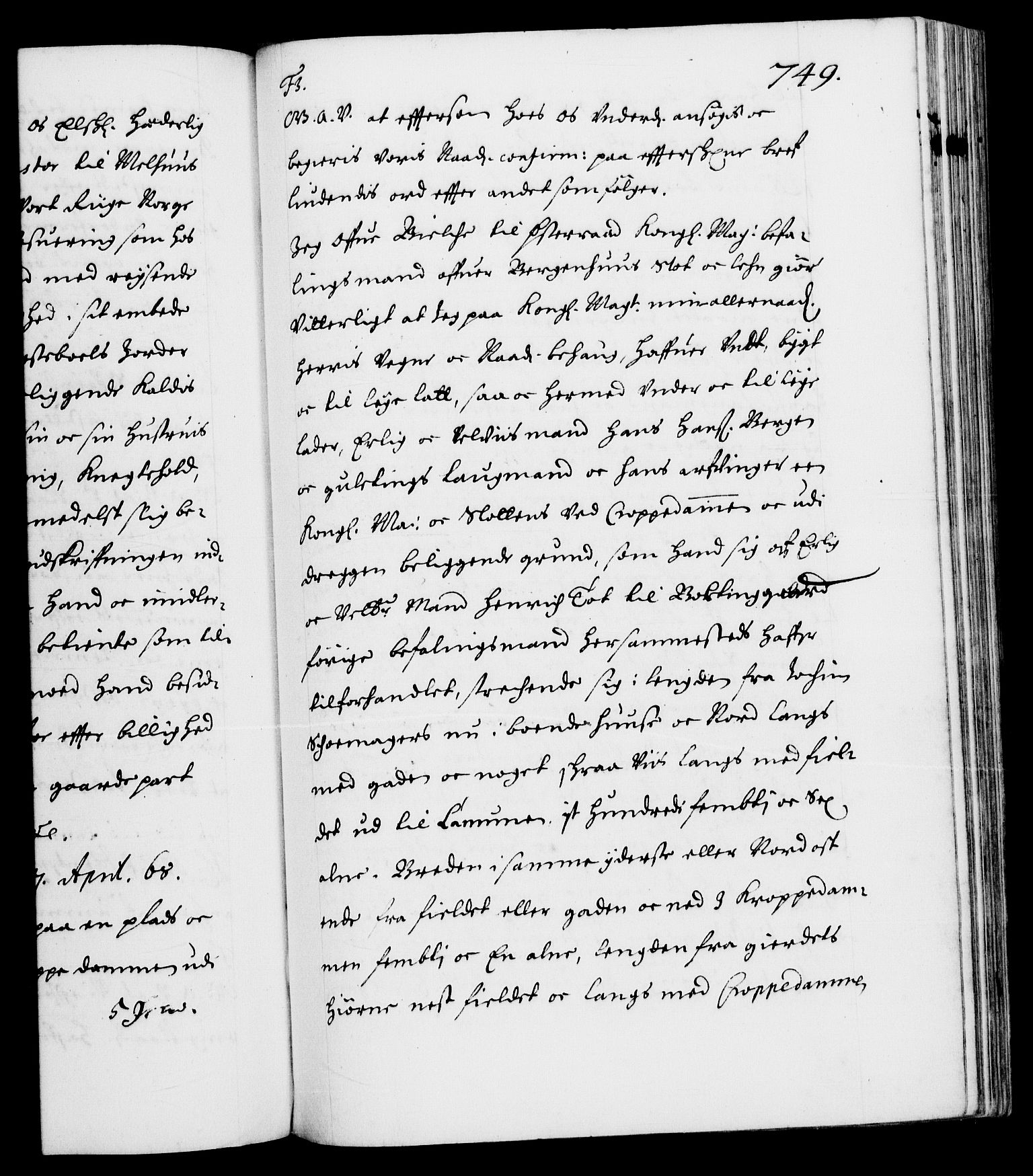 Danske Kanselli 1572-1799, AV/RA-EA-3023/F/Fc/Fca/Fcaa/L0010: Norske registre (mikrofilm), 1660-1670, s. 749a