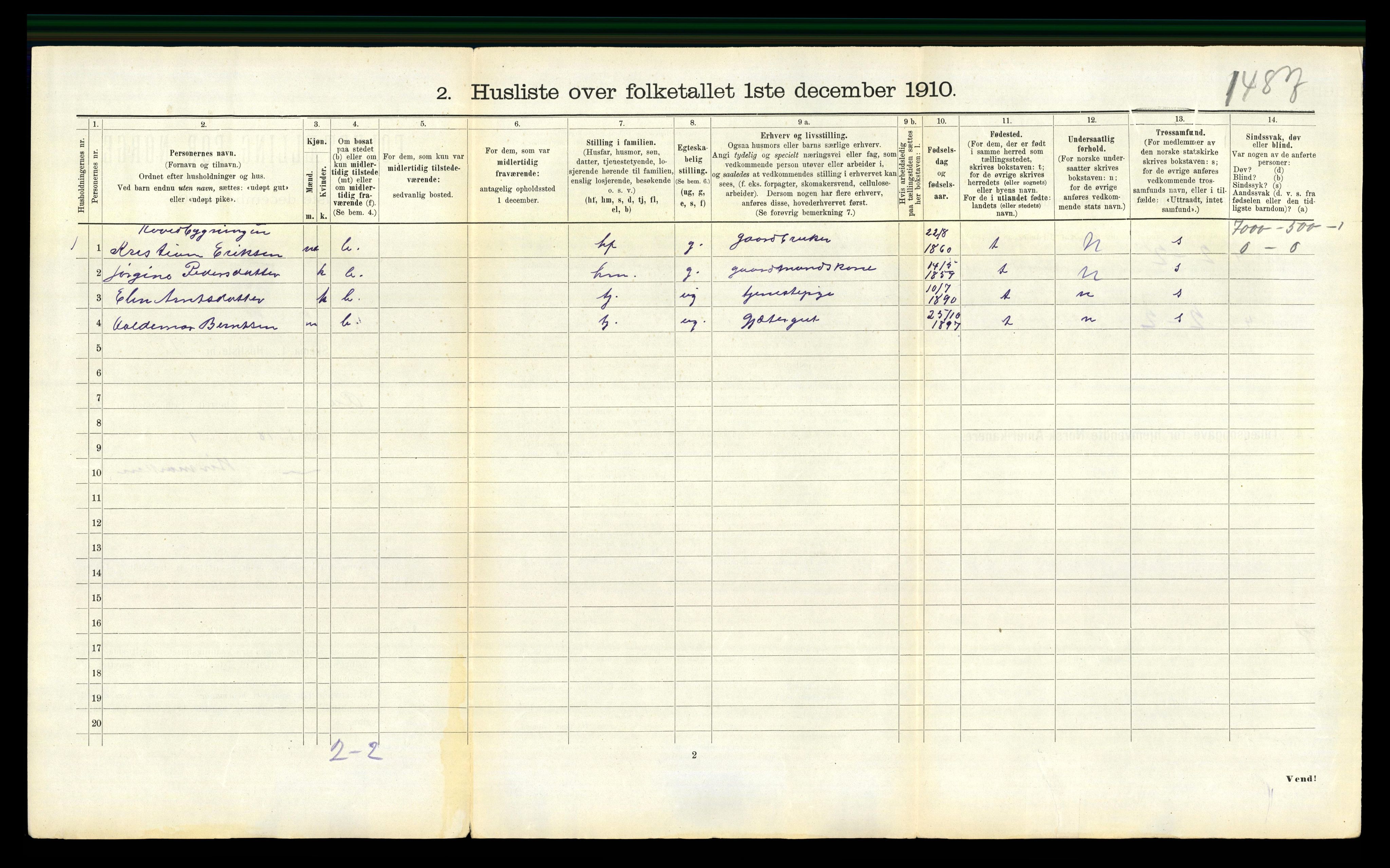 RA, Folketelling 1910 for 1630 Aa herred, 1910, s. 199