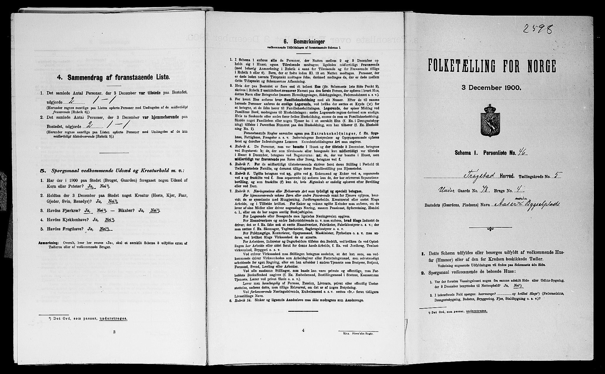 SAO, Folketelling 1900 for 0122 Trøgstad herred, 1900