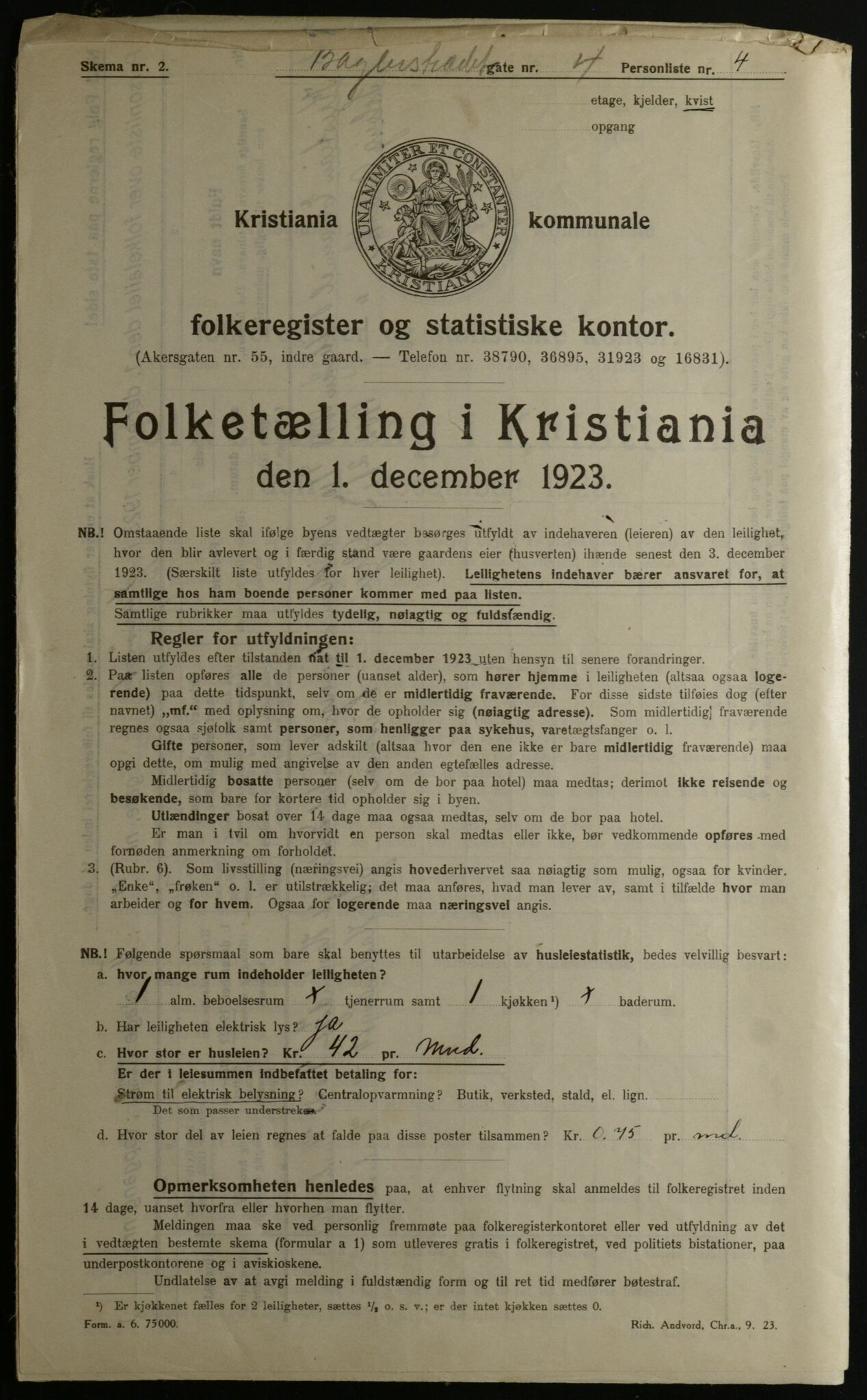 OBA, Kommunal folketelling 1.12.1923 for Kristiania, 1923, s. 3217