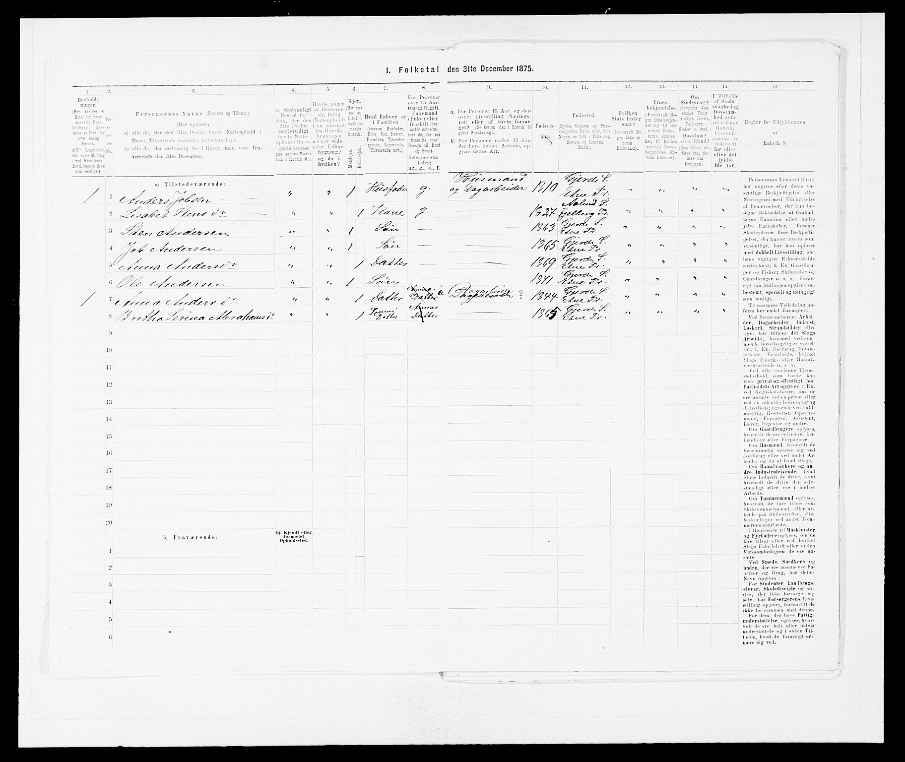 SAB, Folketelling 1875 for 1211P Etne prestegjeld, 1875, s. 915