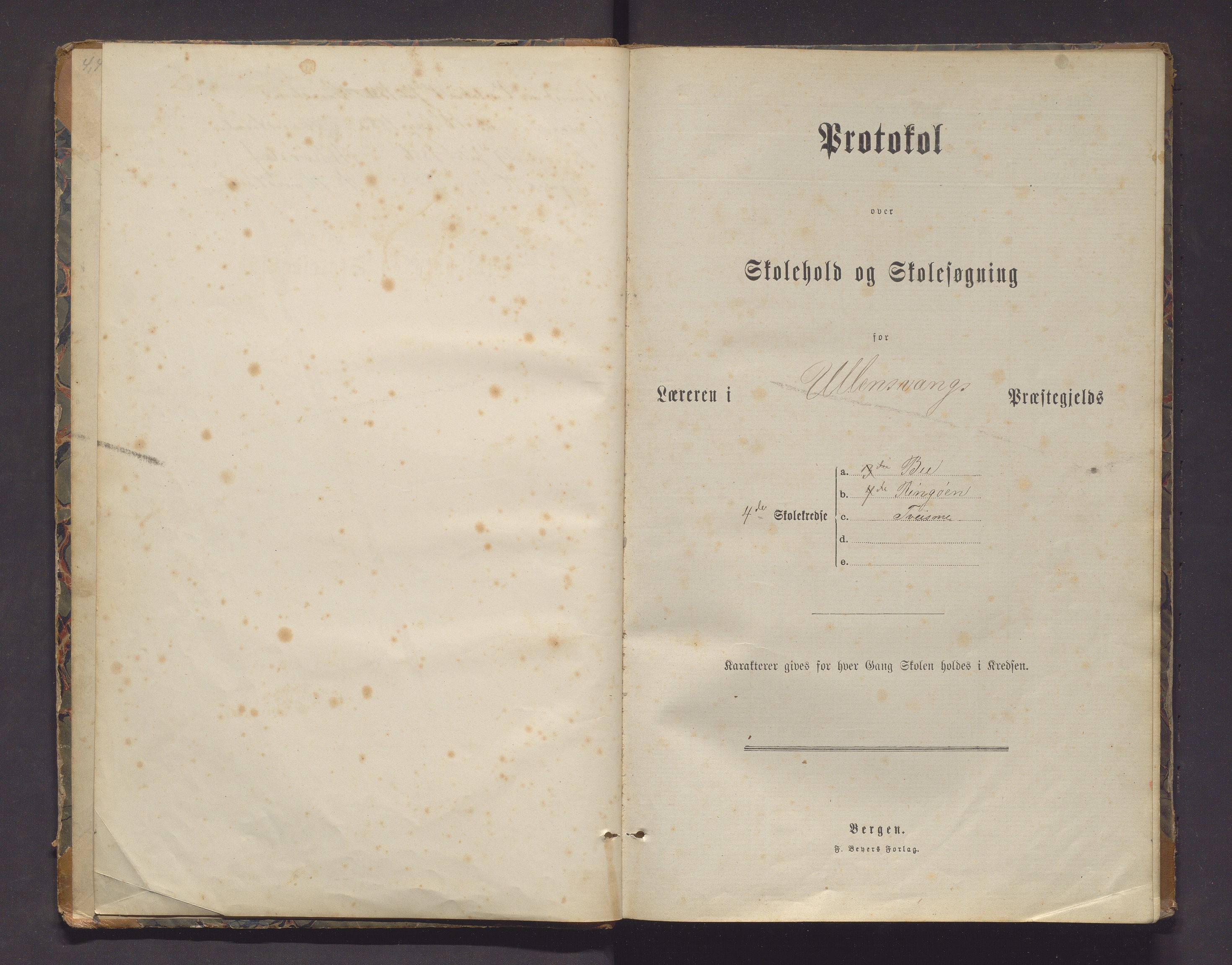 Ullensvang herad. Barneskulane , IKAH/1231b-231/F/Fa/Fab/L0006: Skuleprotokoll for Bu, Ringøy, Tveisme og Djønne krinsar i Ullensvang prestegjelds 4. skuledistrikt, 1880-1910