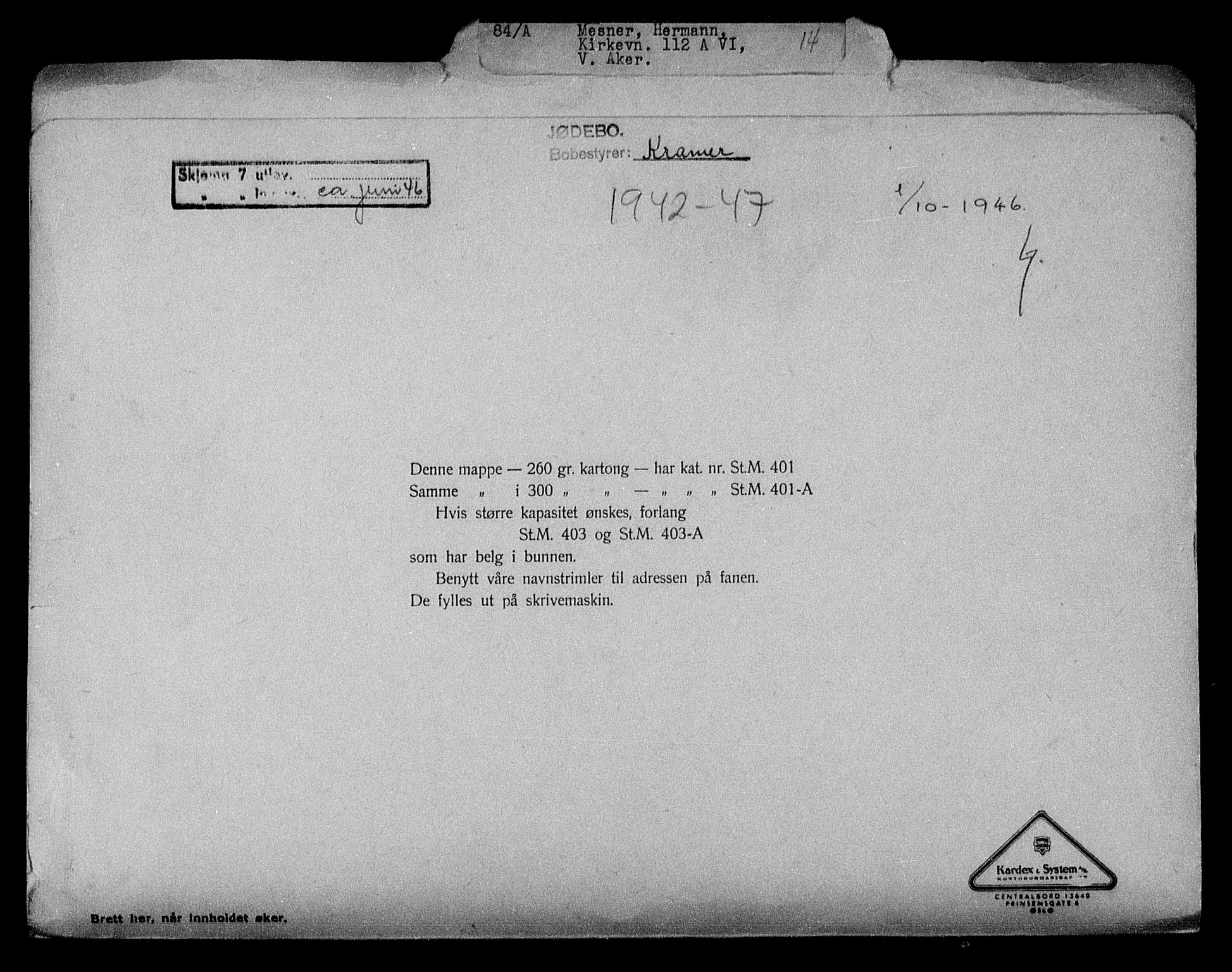 Justisdepartementet, Tilbakeføringskontoret for inndratte formuer, RA/S-1564/H/Hc/Hcc/L0964: --, 1945-1947, s. 2