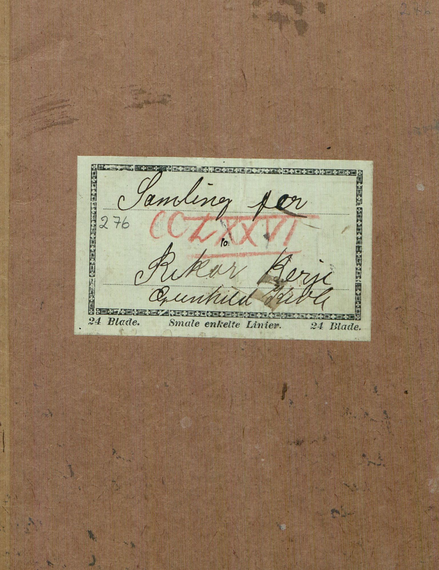 Rikard Berge, TEMU/TGM-A-1003/F/L0007/0026: 251-299 / 276 Uppskriftir av Gunhild Kivle. Viser, stev, segner, 1916