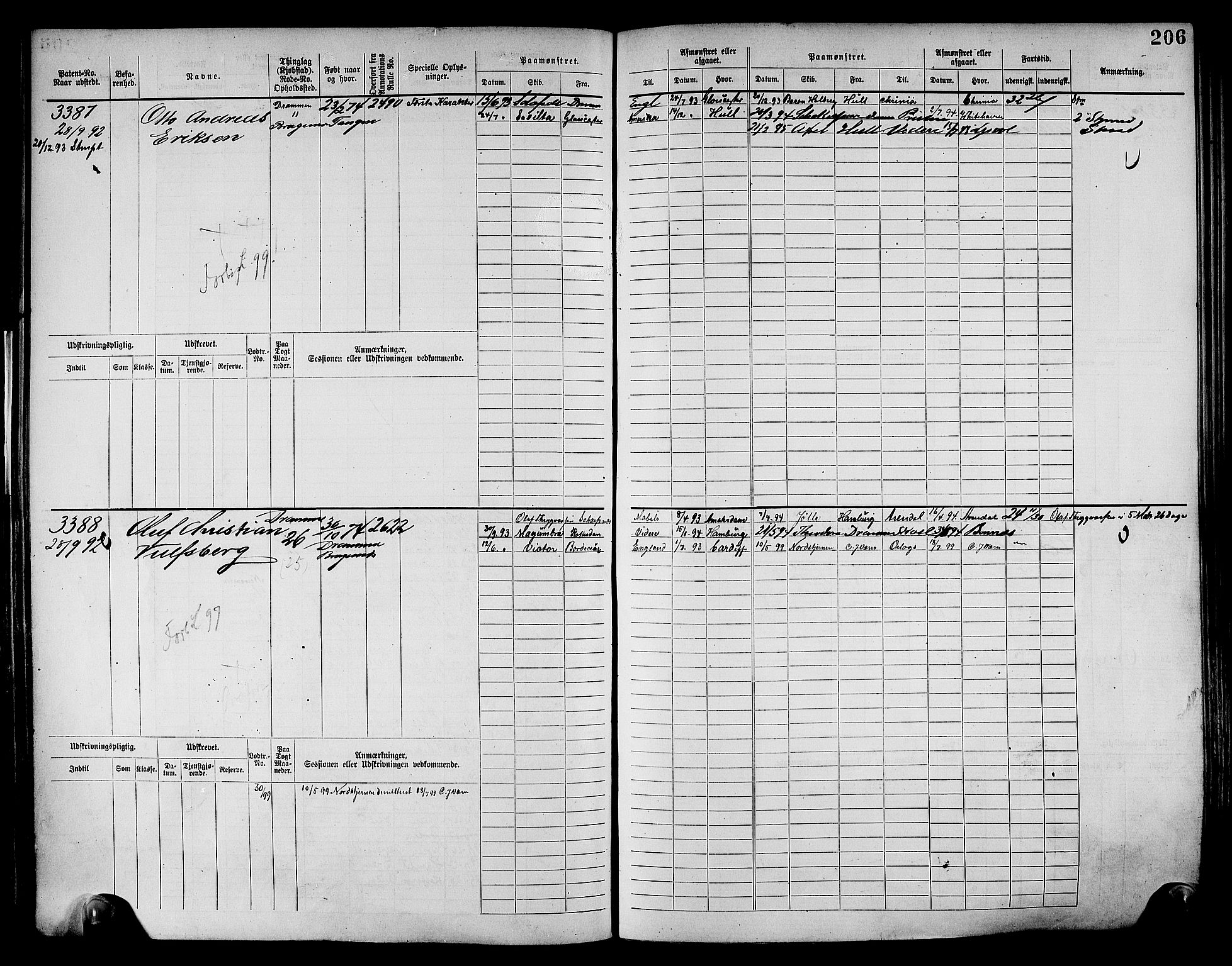 Drammen innrulleringsdistrikt, AV/SAKO-A-781/F/Fc/L0004: Hovedrulle, 1885, s. 212