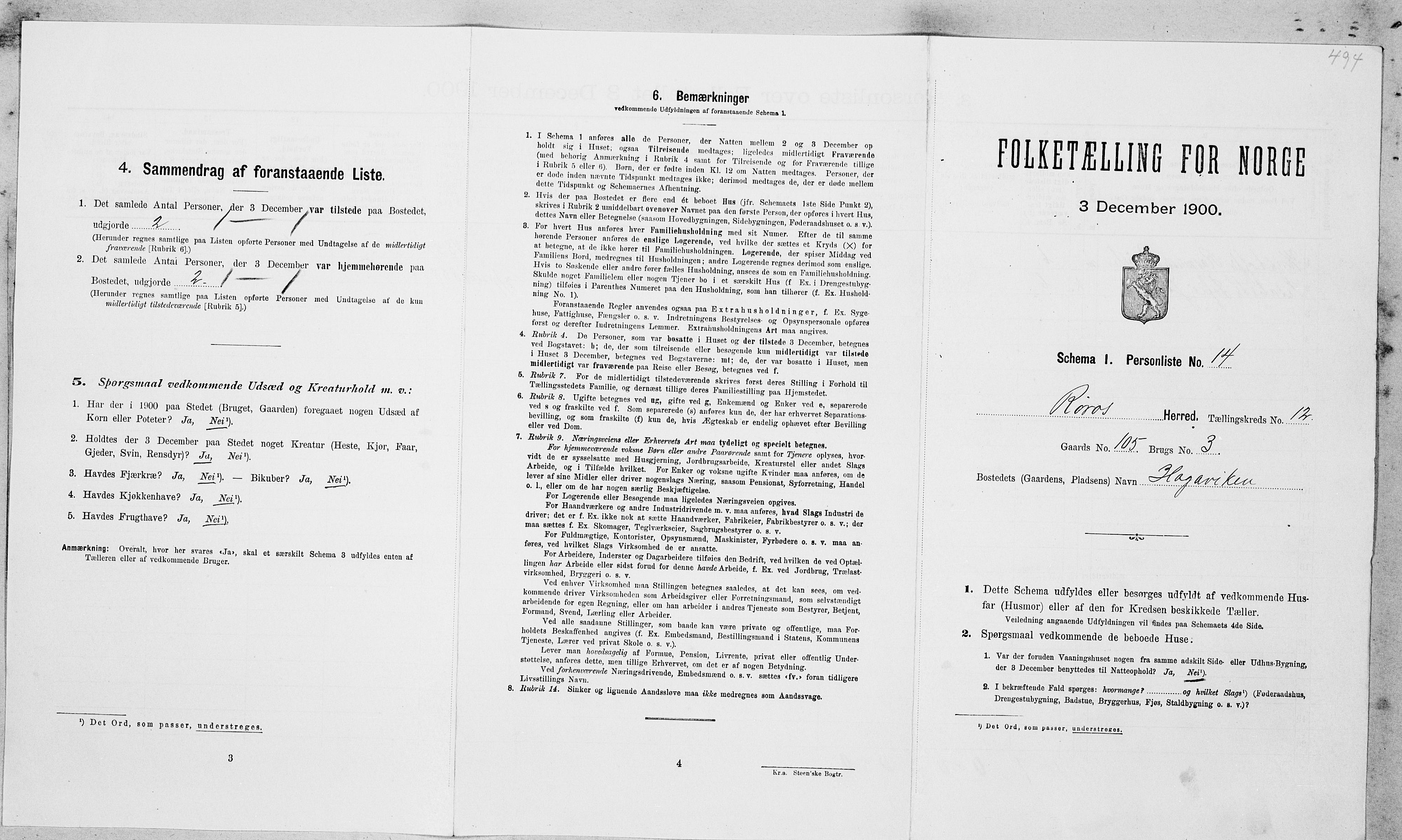 SAT, Folketelling 1900 for 1640 Røros herred, 1900, s. 1316