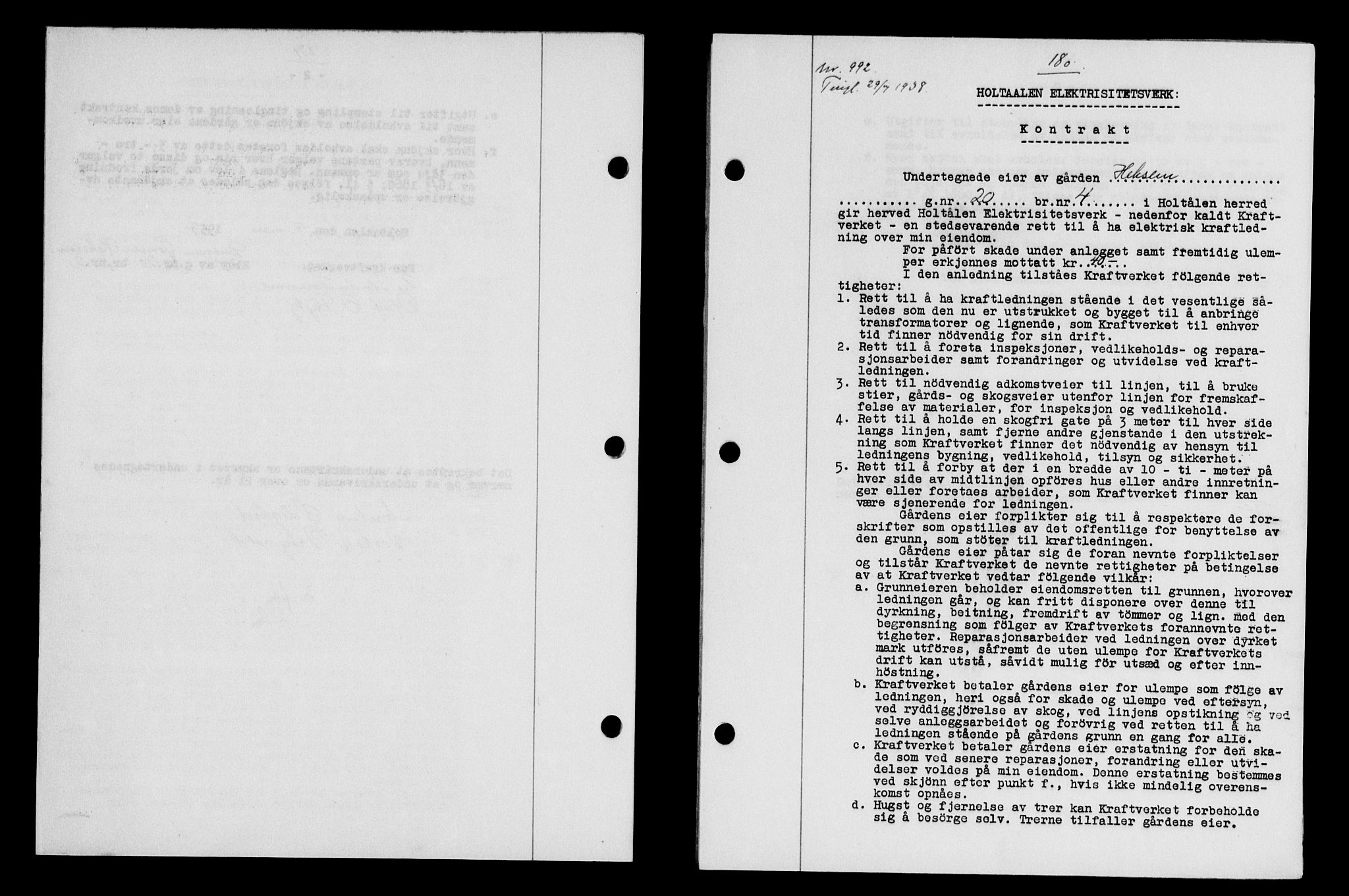 Gauldal sorenskriveri, SAT/A-0014/1/2/2C/L0049: Pantebok nr. 53, 1938-1938, Dagboknr: 992/1938
