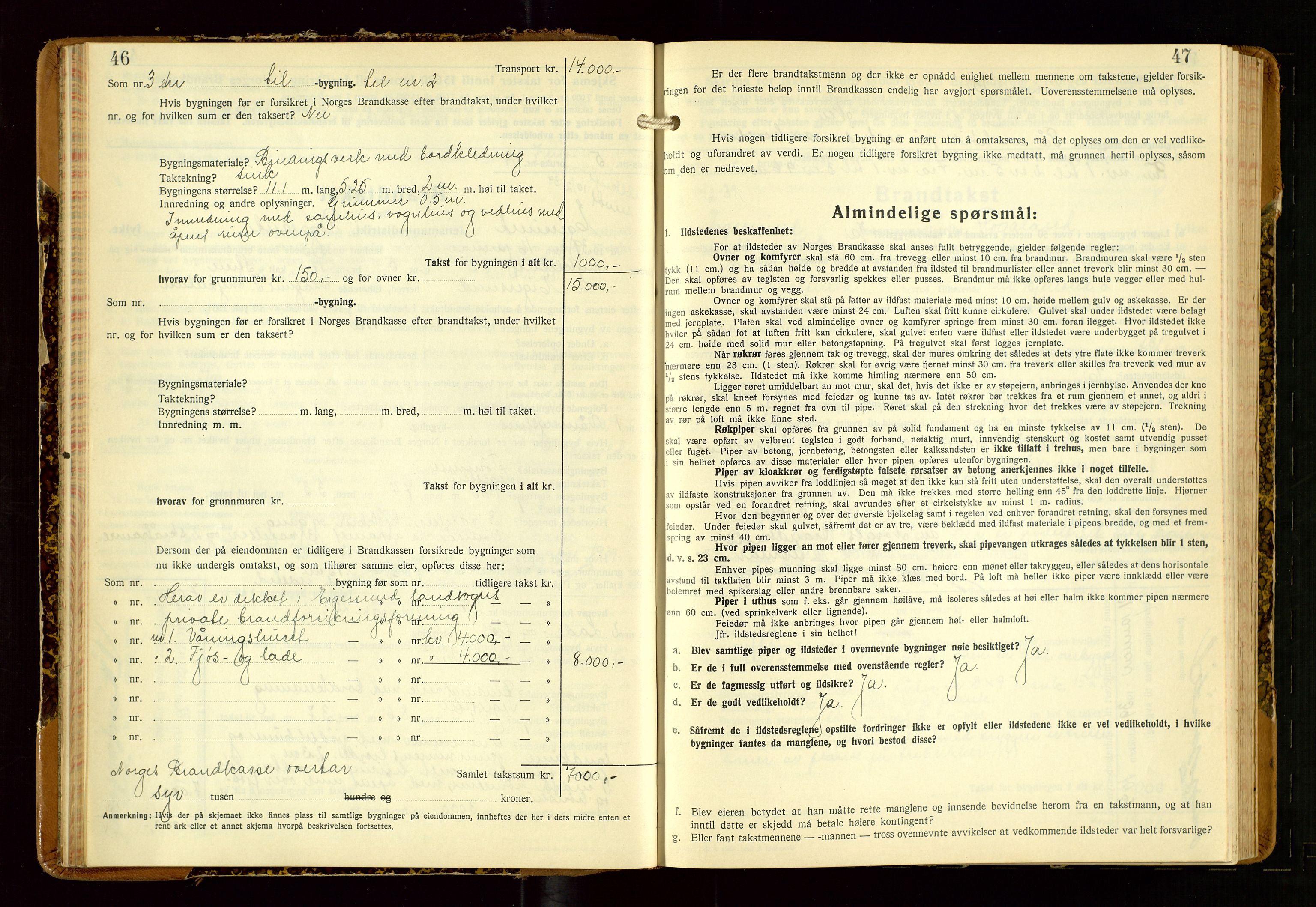 Eigersund lensmannskontor, AV/SAST-A-100171/Gob/L0007: "Brandtakstprotokoll", 1938-1955, s. 46-47