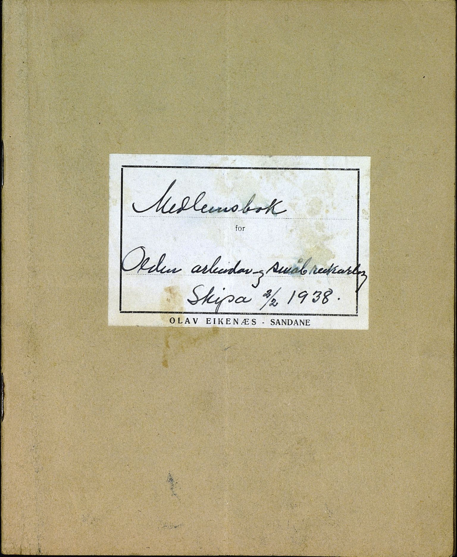 Olden Arbeidar - og Småbrukarlag, VLFK/SFF-88152/100/L0001: Møtebok, 1938-1940
