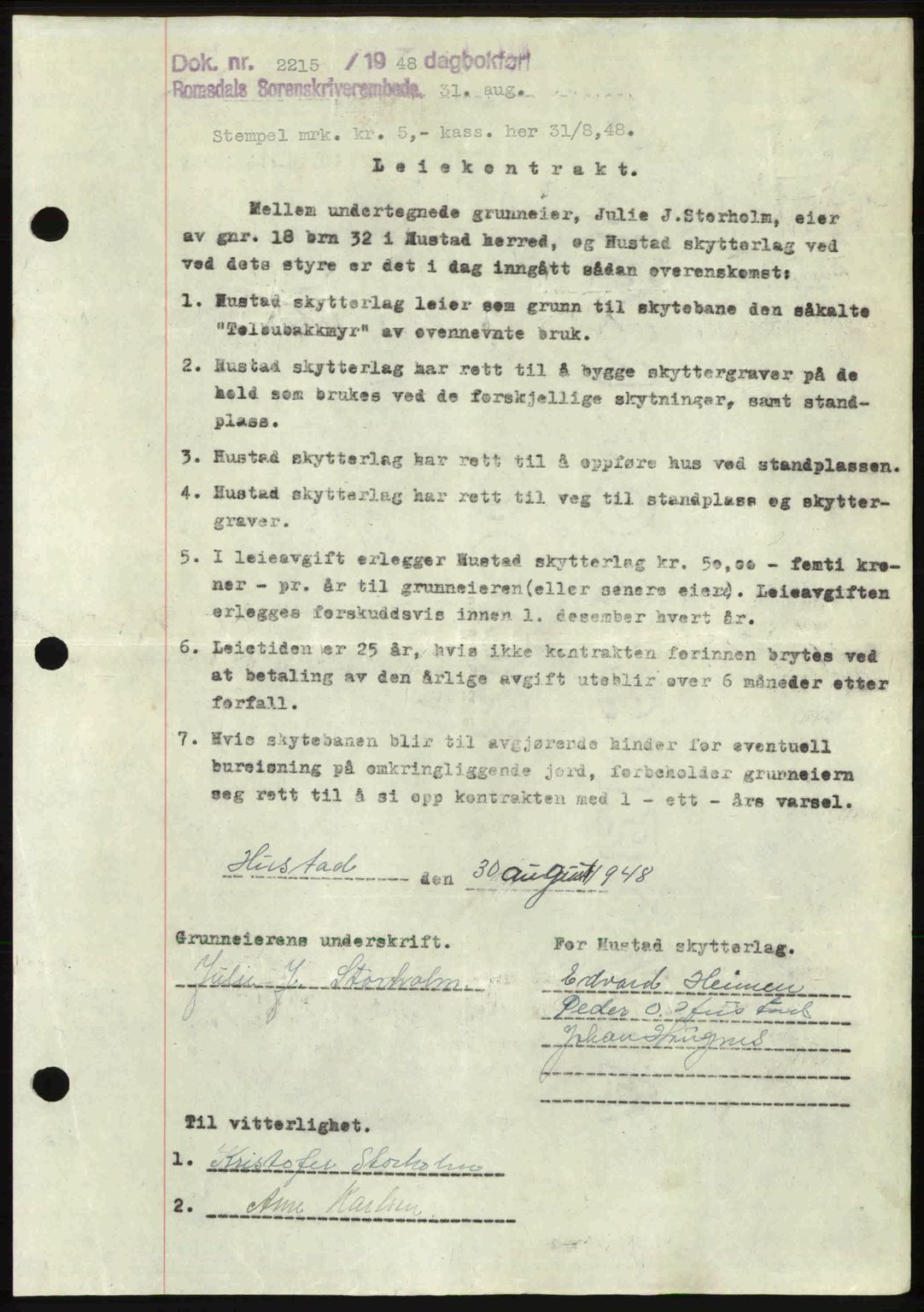 Romsdal sorenskriveri, SAT/A-4149/1/2/2C: Pantebok nr. A27, 1948-1948, Dagboknr: 2215/1948