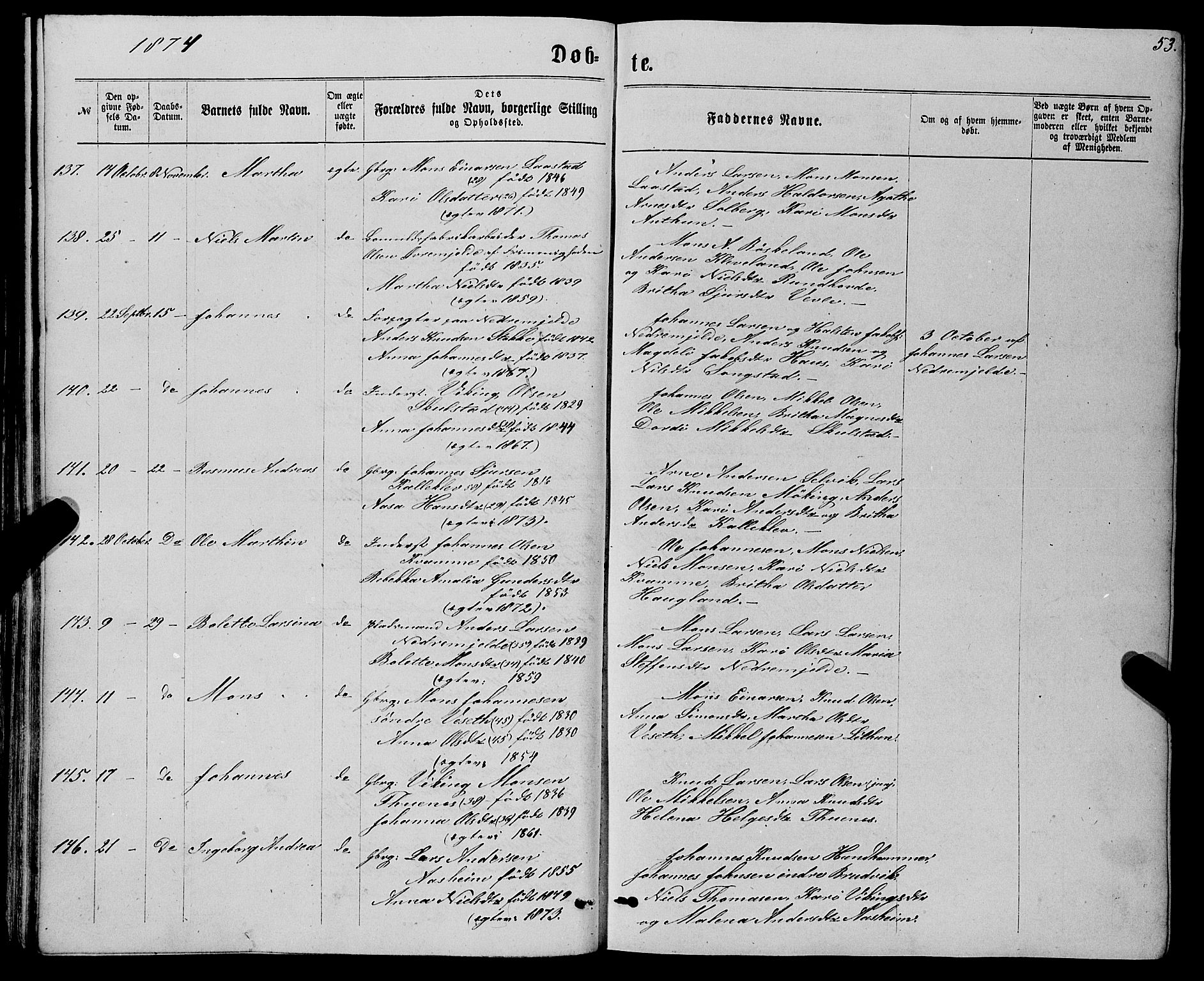 Haus sokneprestembete, AV/SAB-A-75601/H/Haa: Ministerialbok nr. A 18, 1871-1877, s. 53