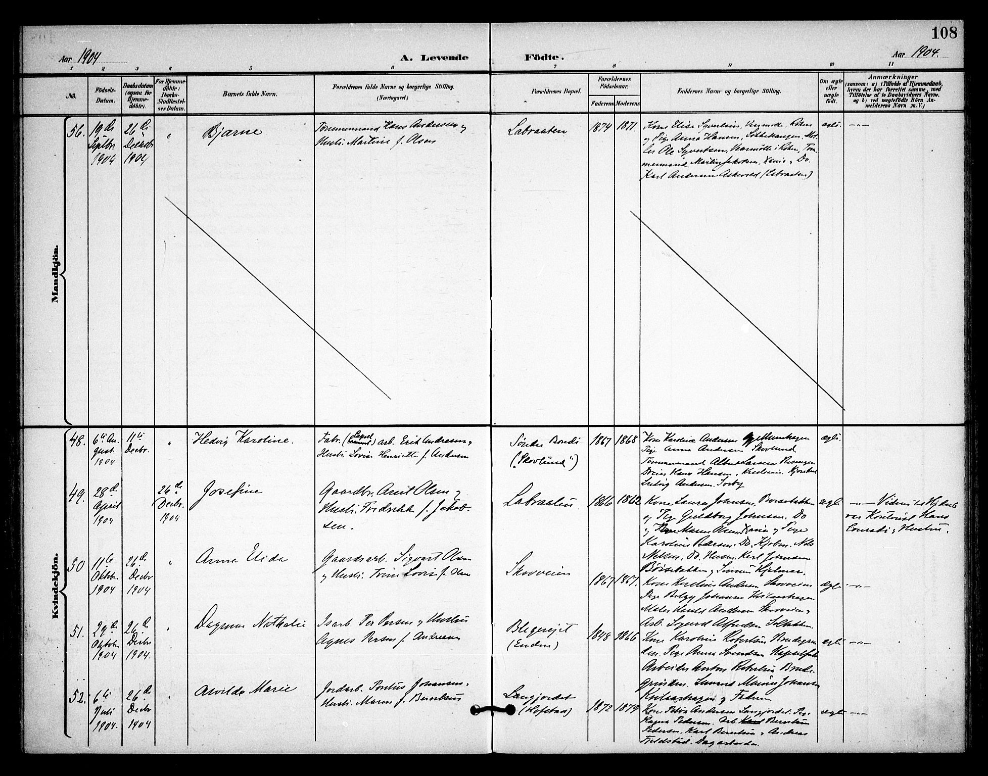 Asker prestekontor Kirkebøker, AV/SAO-A-10256a/F/Fa/L0015: Ministerialbok nr. I 15, 1896-1915, s. 108