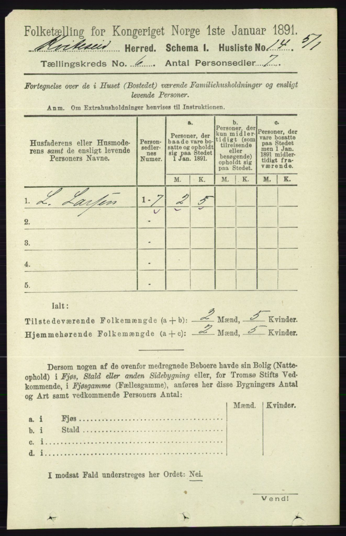 RA, Folketelling 1891 for 0829 Kviteseid herred, 1891, s. 1153