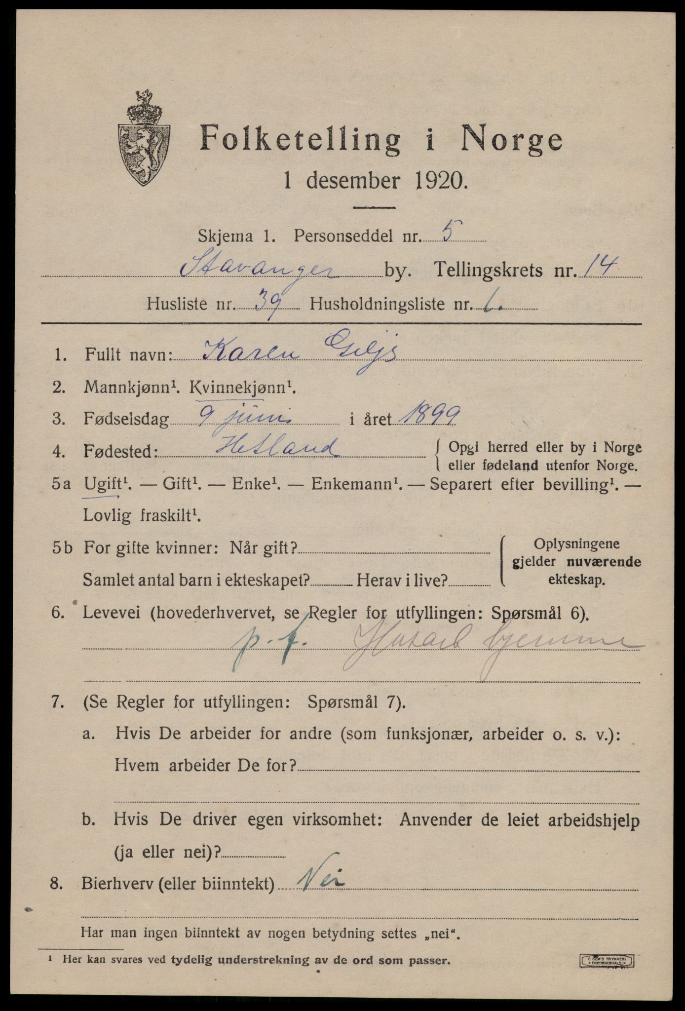 SAST, Folketelling 1920 for 1103 Stavanger kjøpstad, 1920, s. 60320