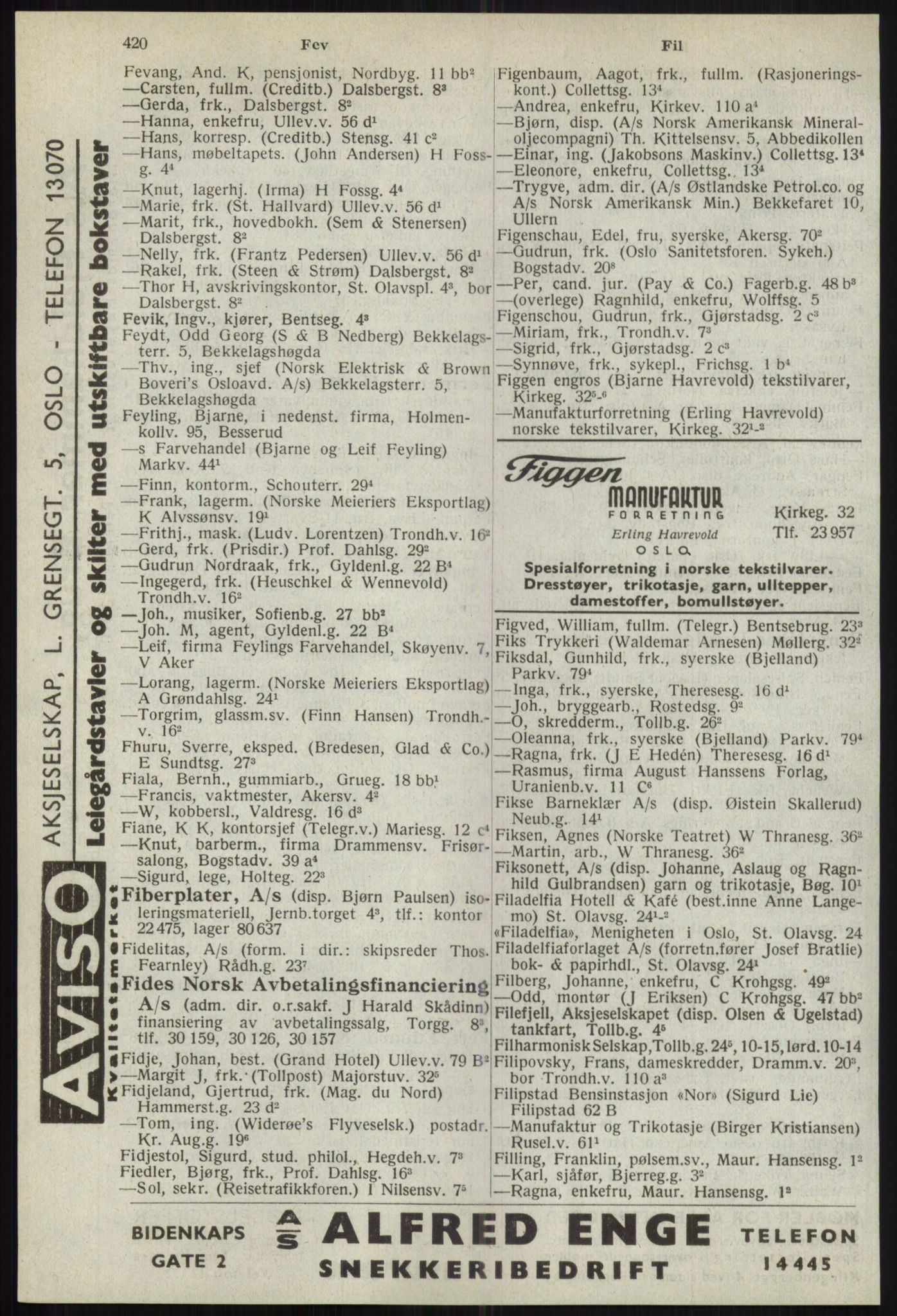 Kristiania/Oslo adressebok, PUBL/-, 1941, s. 420