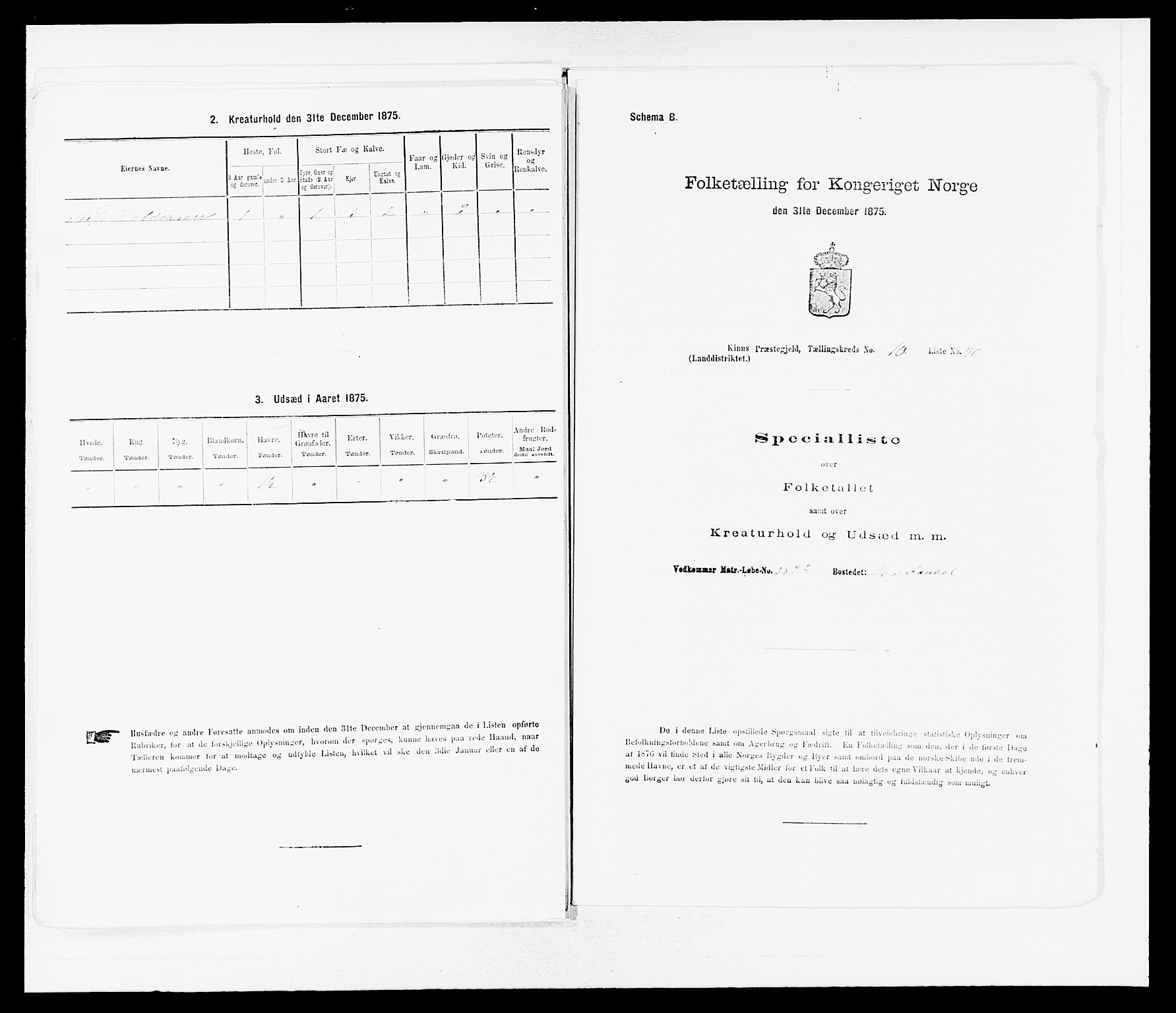 SAB, Folketelling 1875 for 1437L Kinn prestegjeld, Kinn sokn og Svanøy sokn, 1875, s. 1143