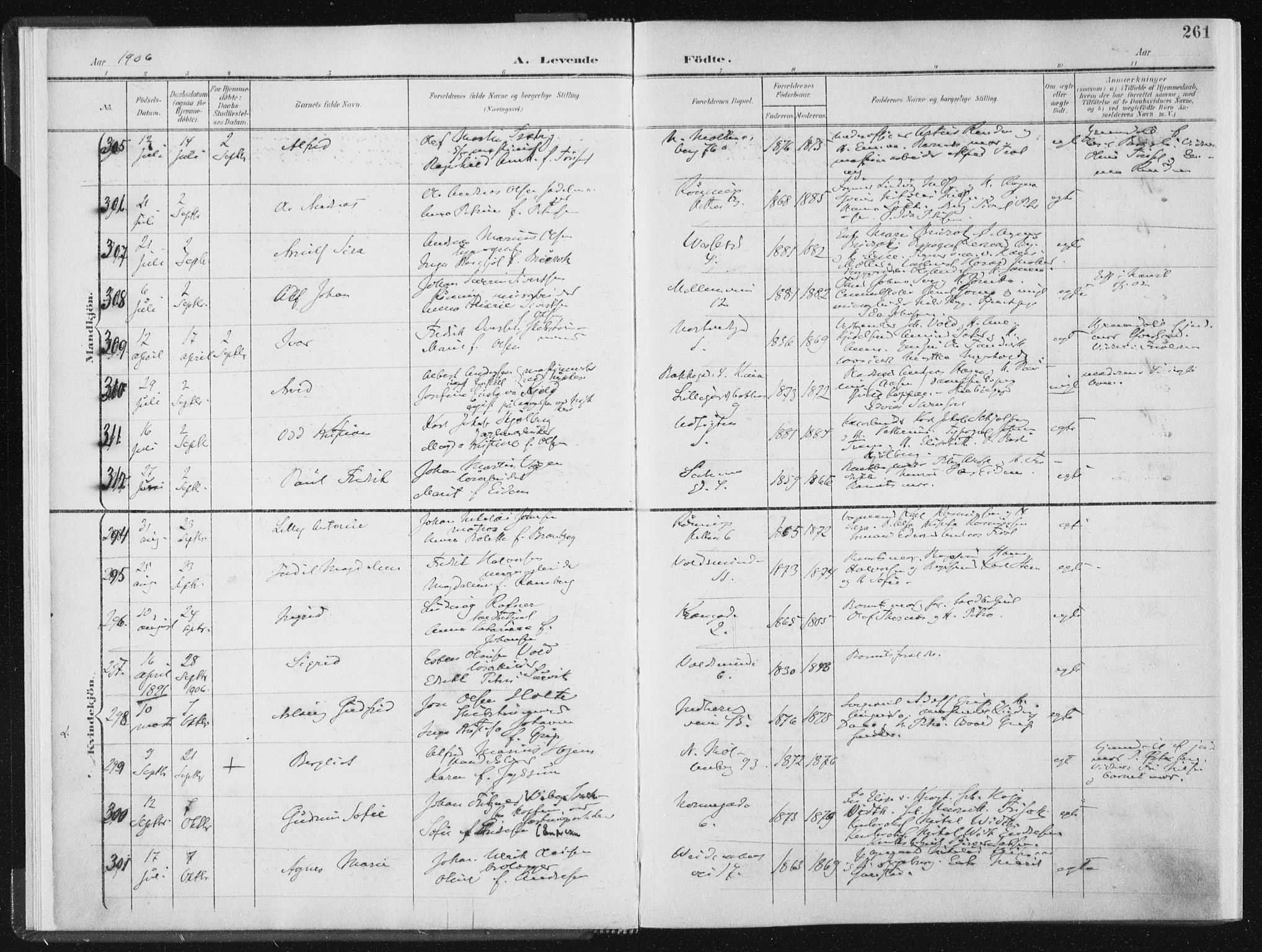 Ministerialprotokoller, klokkerbøker og fødselsregistre - Sør-Trøndelag, SAT/A-1456/604/L0200: Ministerialbok nr. 604A20II, 1901-1908, s. 261
