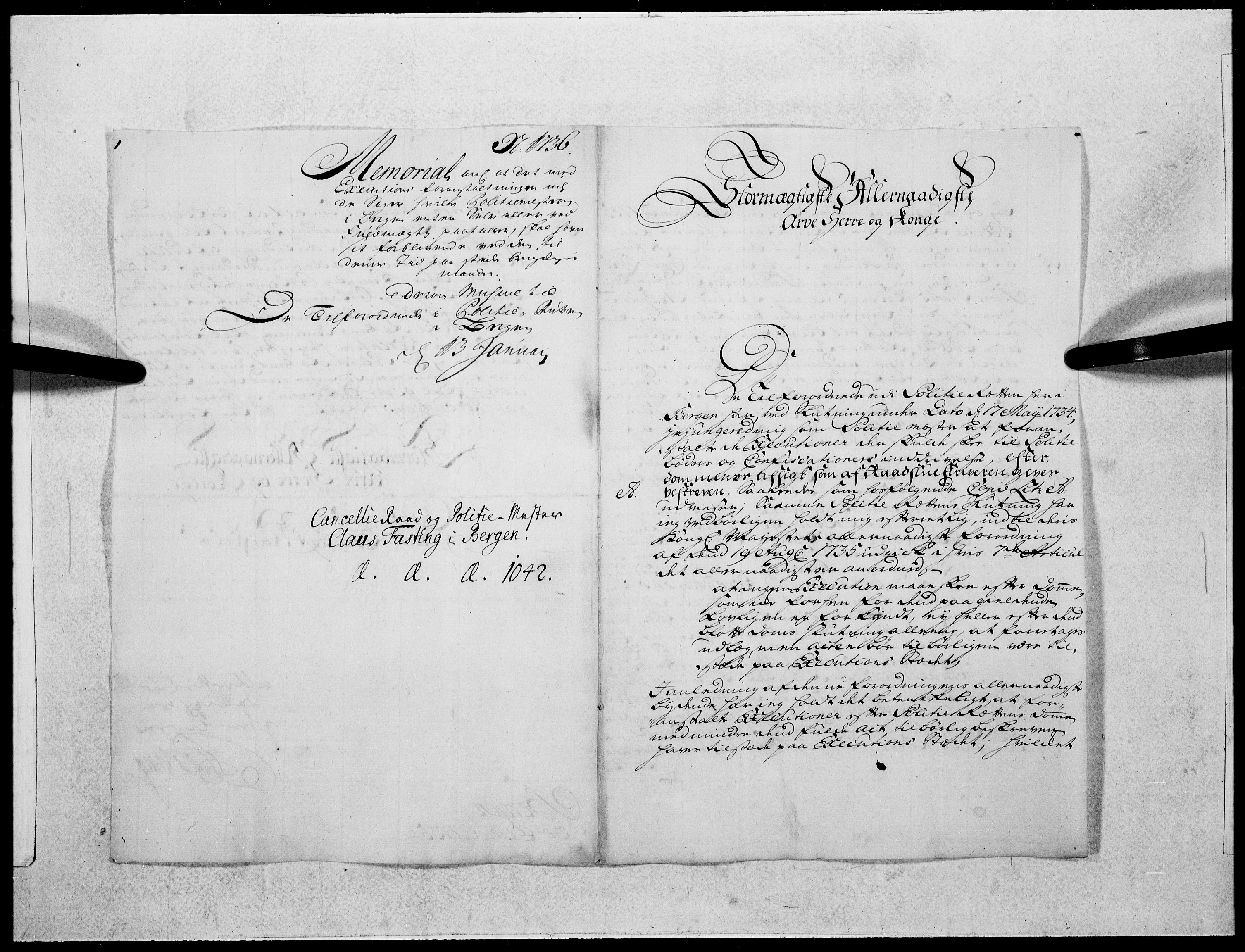 Danske Kanselli 1572-1799, AV/RA-EA-3023/F/Fc/Fcc/Fcca/L0122: Norske innlegg 1572-1799, 1736, s. 20