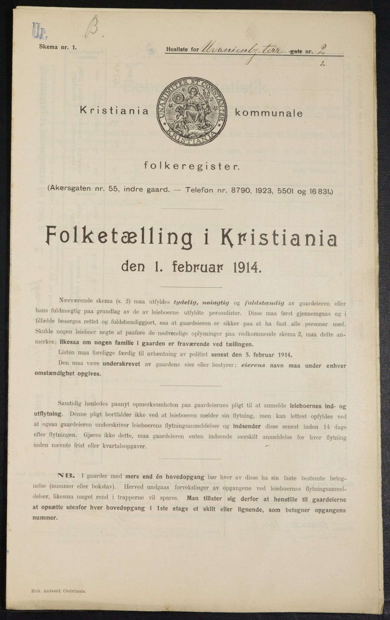 OBA, Kommunal folketelling 1.2.1914 for Kristiania, 1914, s. 121233