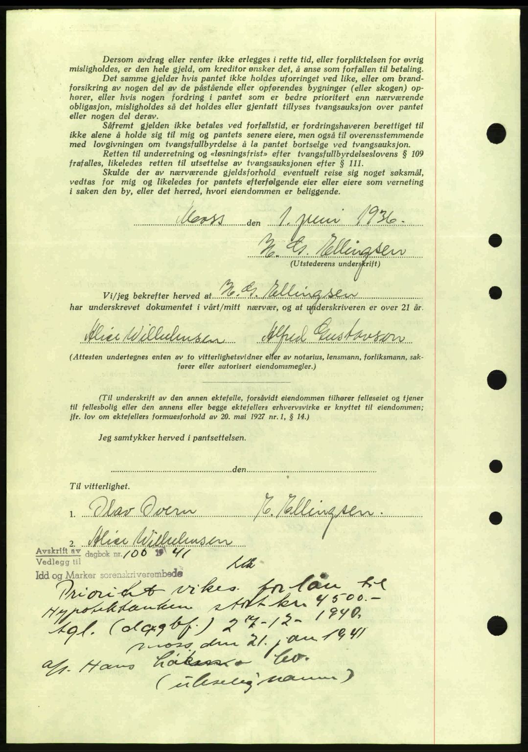 Idd og Marker sorenskriveri, AV/SAO-A-10283/G/Gb/Gbc/L0001: Pantebok nr. B1-3, 1936-1939, Dagboknr: 794/1936