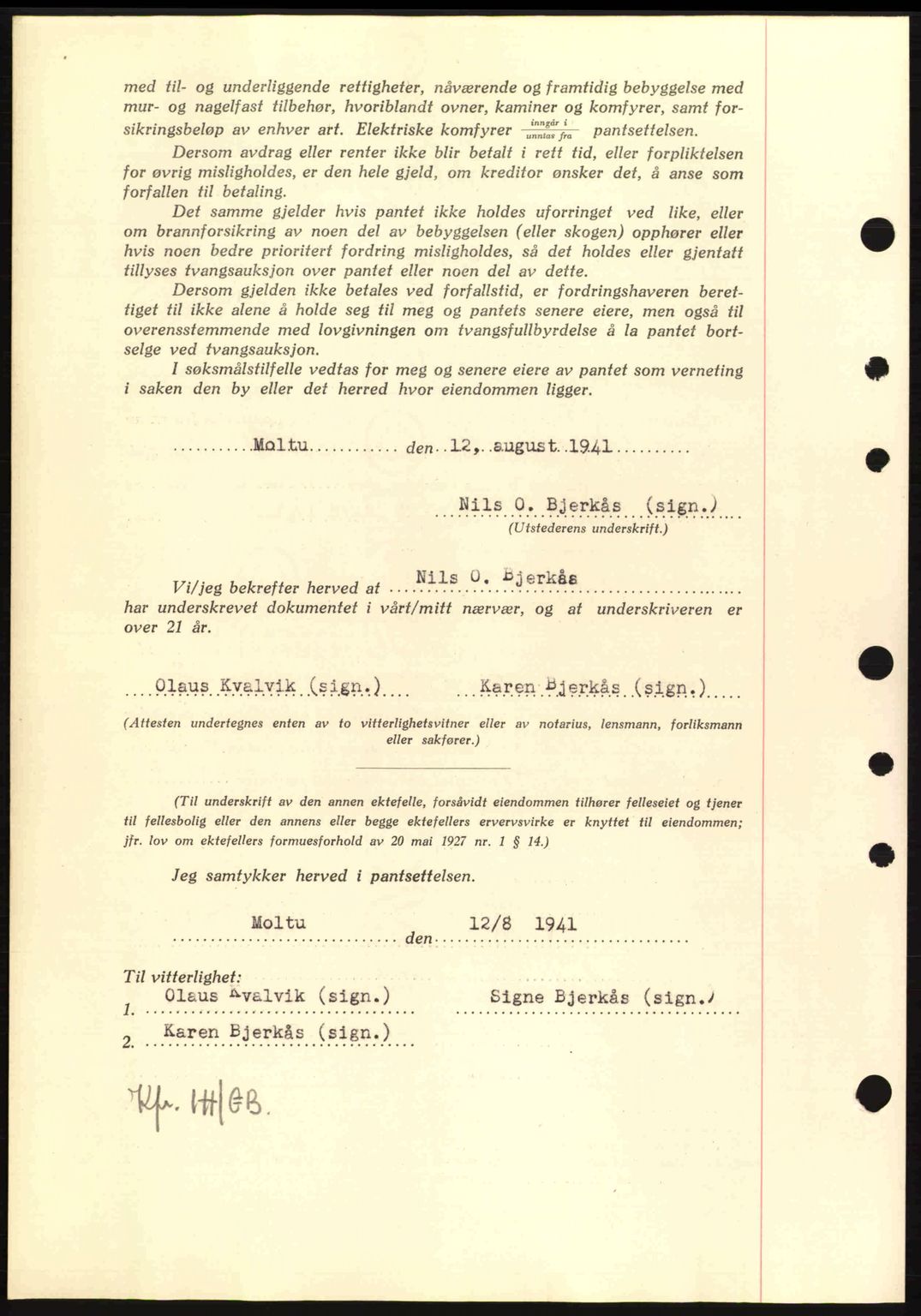 Nordmøre sorenskriveri, AV/SAT-A-4132/1/2/2Ca: Pantebok nr. B88, 1941-1942, Dagboknr: 1410/1941