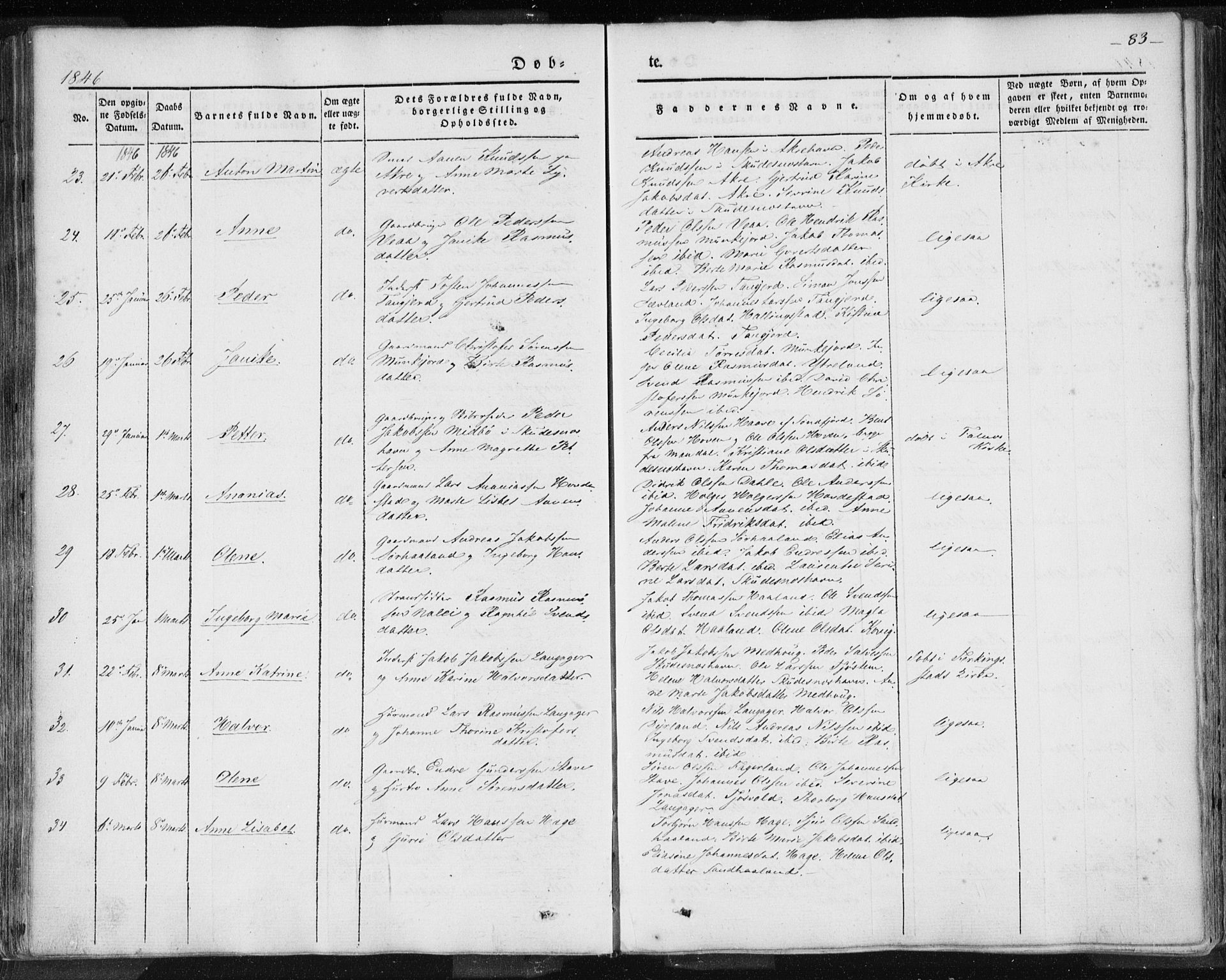 Skudenes sokneprestkontor, SAST/A -101849/H/Ha/Haa/L0002: Ministerialbok nr. A 2.1, 1841-1846, s. 83