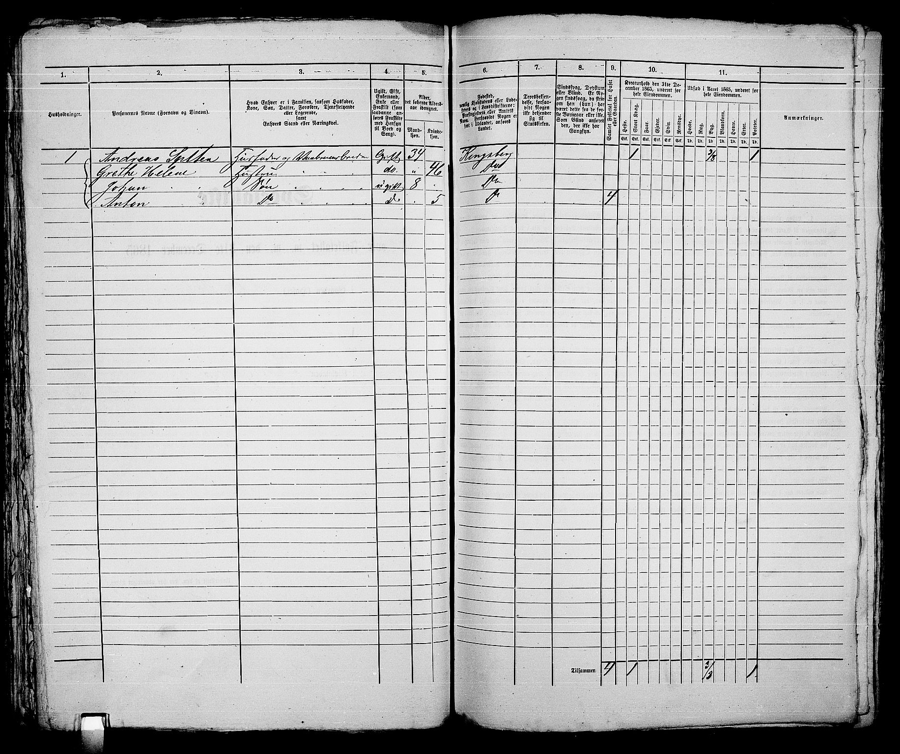 RA, Folketelling 1865 for 0604B Kongsberg prestegjeld, Kongsberg kjøpstad, 1865, s. 798