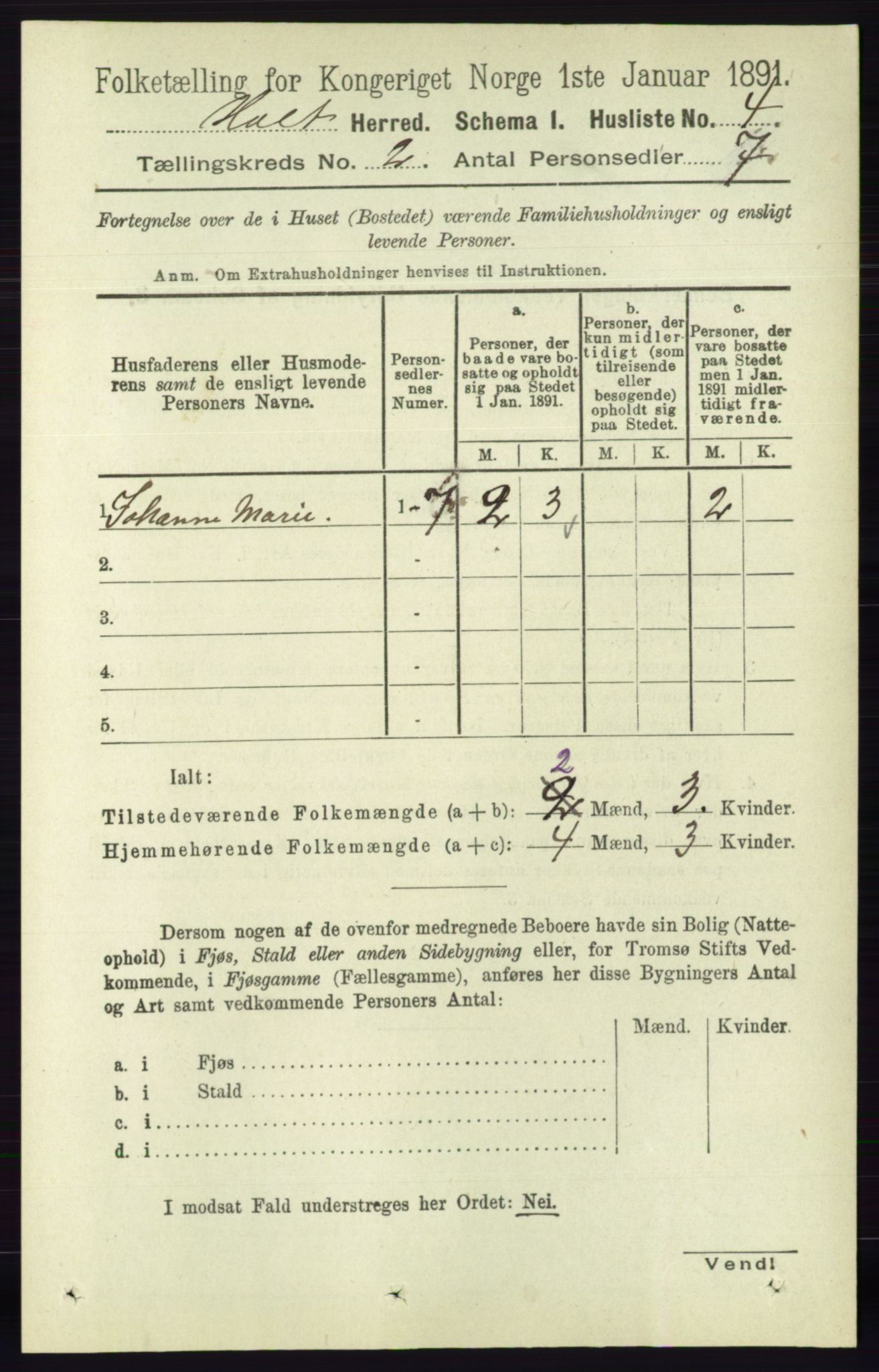 RA, Folketelling 1891 for 0914 Holt herred, 1891, s. 619