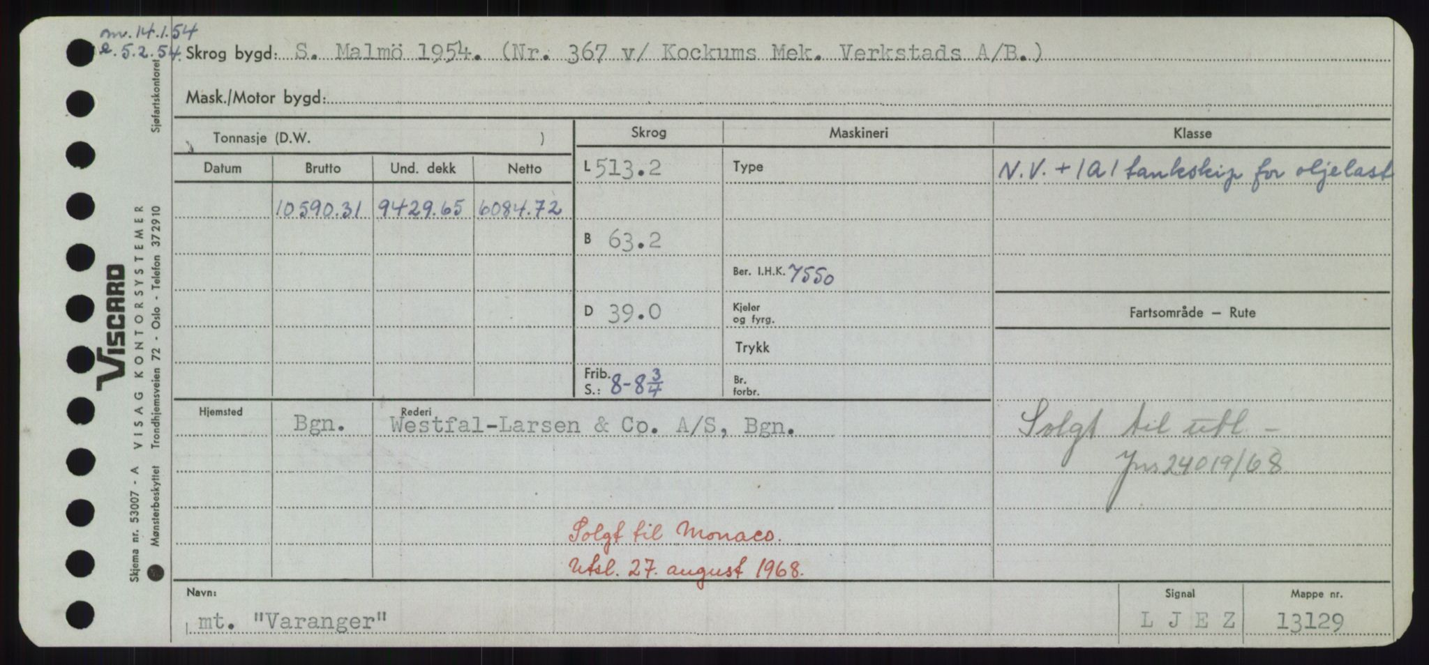 Sjøfartsdirektoratet med forløpere, Skipsmålingen, RA/S-1627/H/Hd/L0040: Fartøy, U-Ve, s. 307