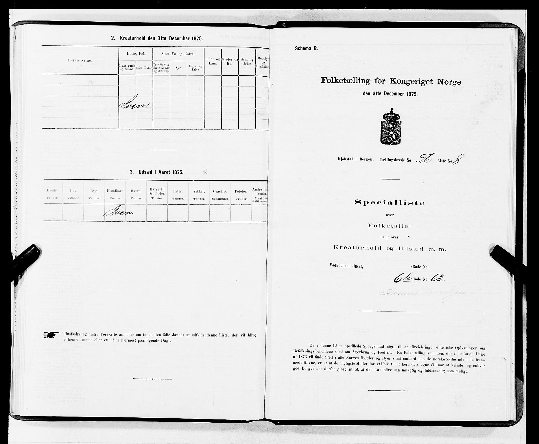 SAB, Folketelling 1875 for 1301 Bergen kjøpstad, 1875, s. 1302