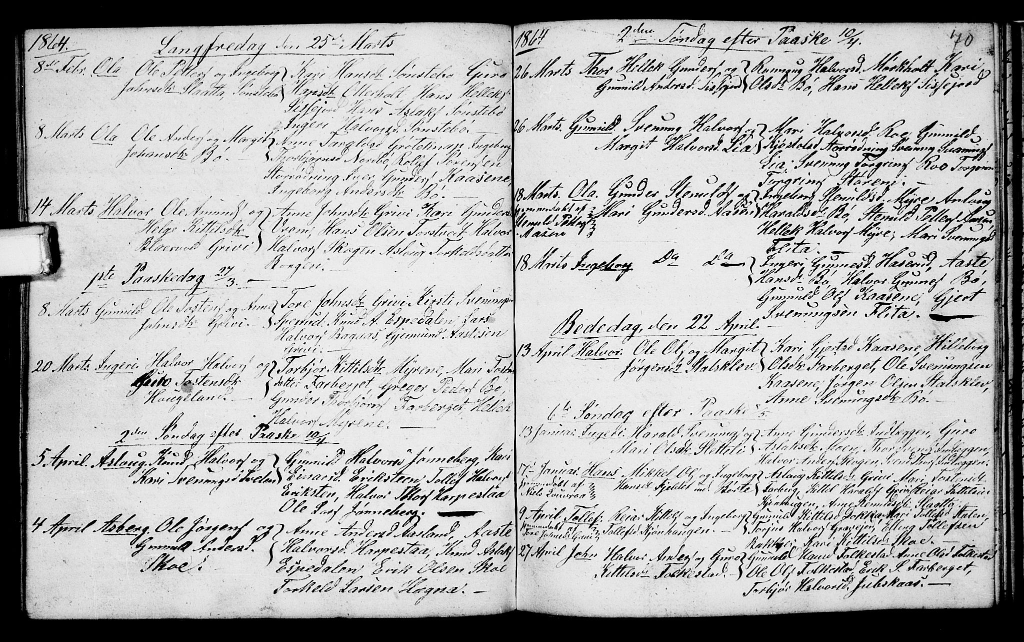 Bø kirkebøker, AV/SAKO-A-257/G/Ga/L0002: Klokkerbok nr. 2, 1853-1866, s. 70